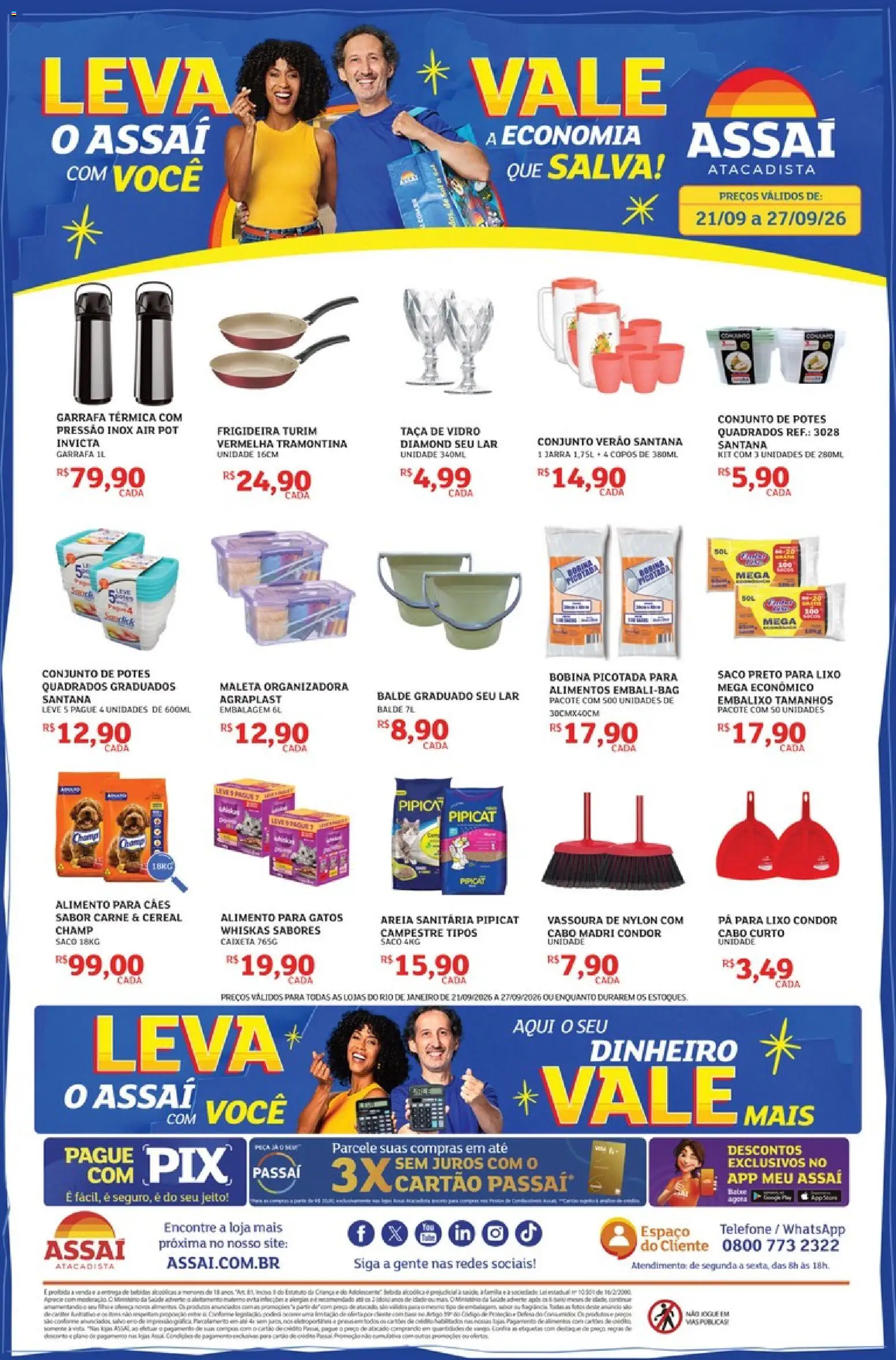 Assaí Atacadista Folheto - válido de 21/09/2026 | Página: 1 | Produtos: Carne, Jarra, Potes, Vassoura