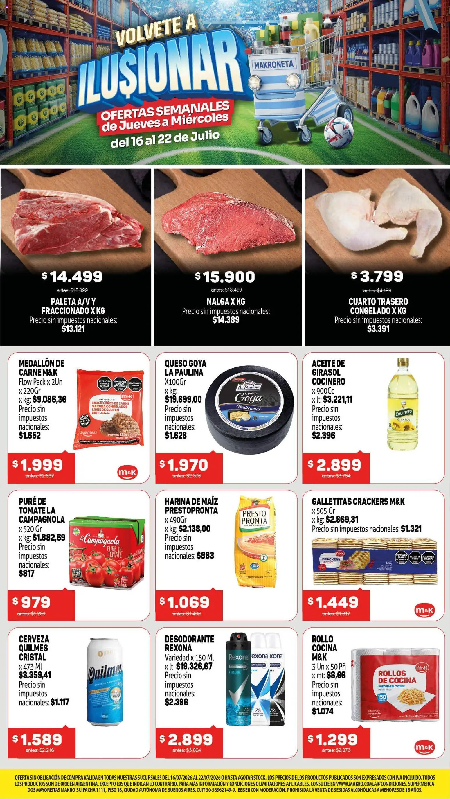 Makro ofertas │ válido desde el 16/07/2026 | Página: 1 | Productos: Cocina, Galletitas, Desodorante, Paleta