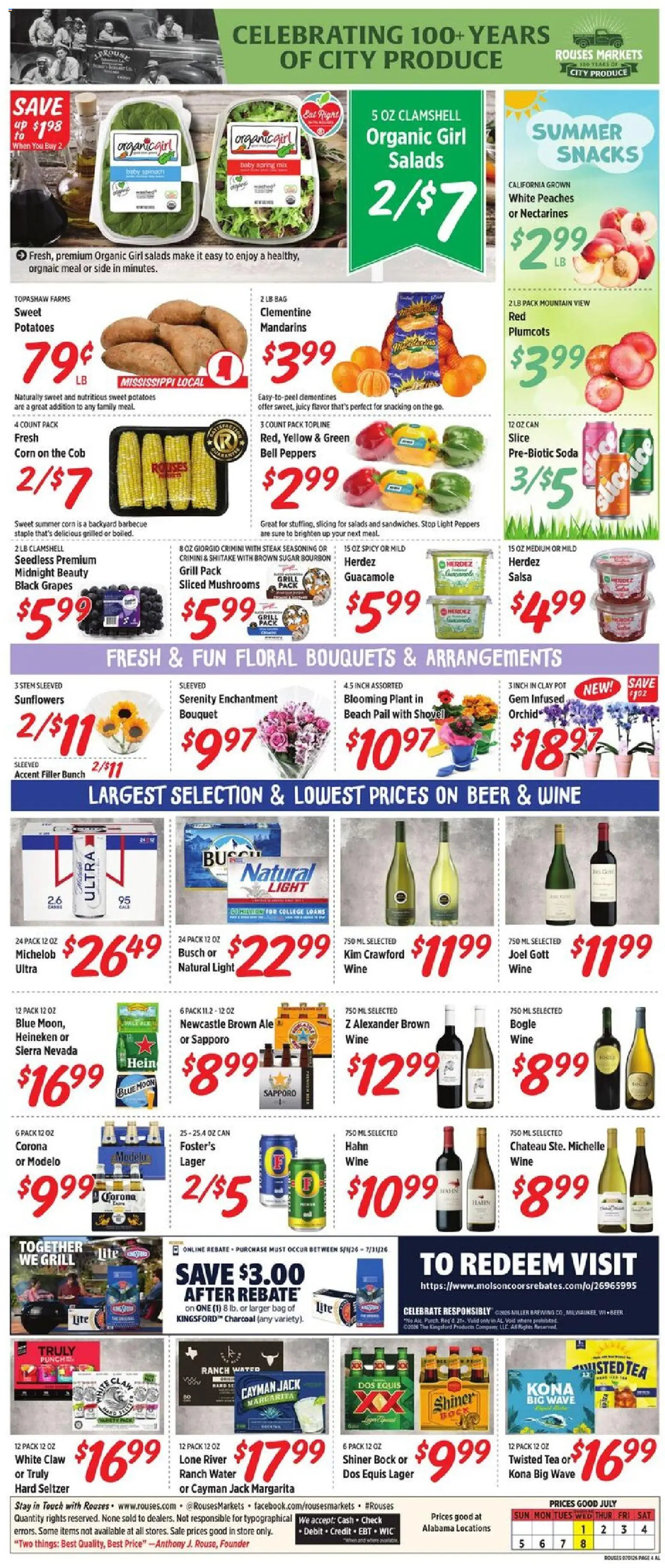Rouses Weekly Ad - valid from 07/01/2026 | Page: 9 | Products: Shovel, Peaches, Bag, Grill