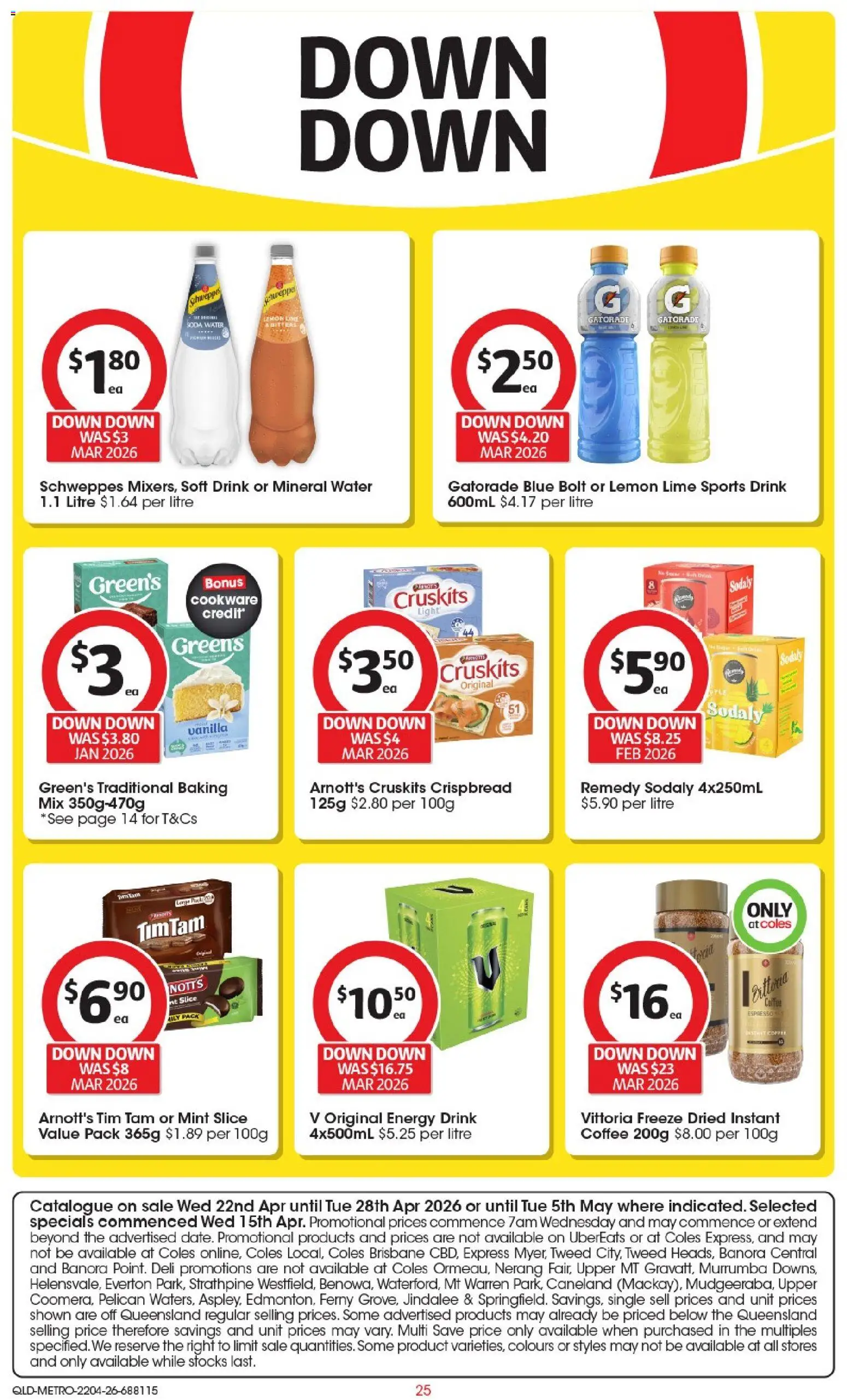 Coles catalogue - valid from 22.04.2026 | Page: 25 | Products: Energy drink, Water, Lemon, Greens