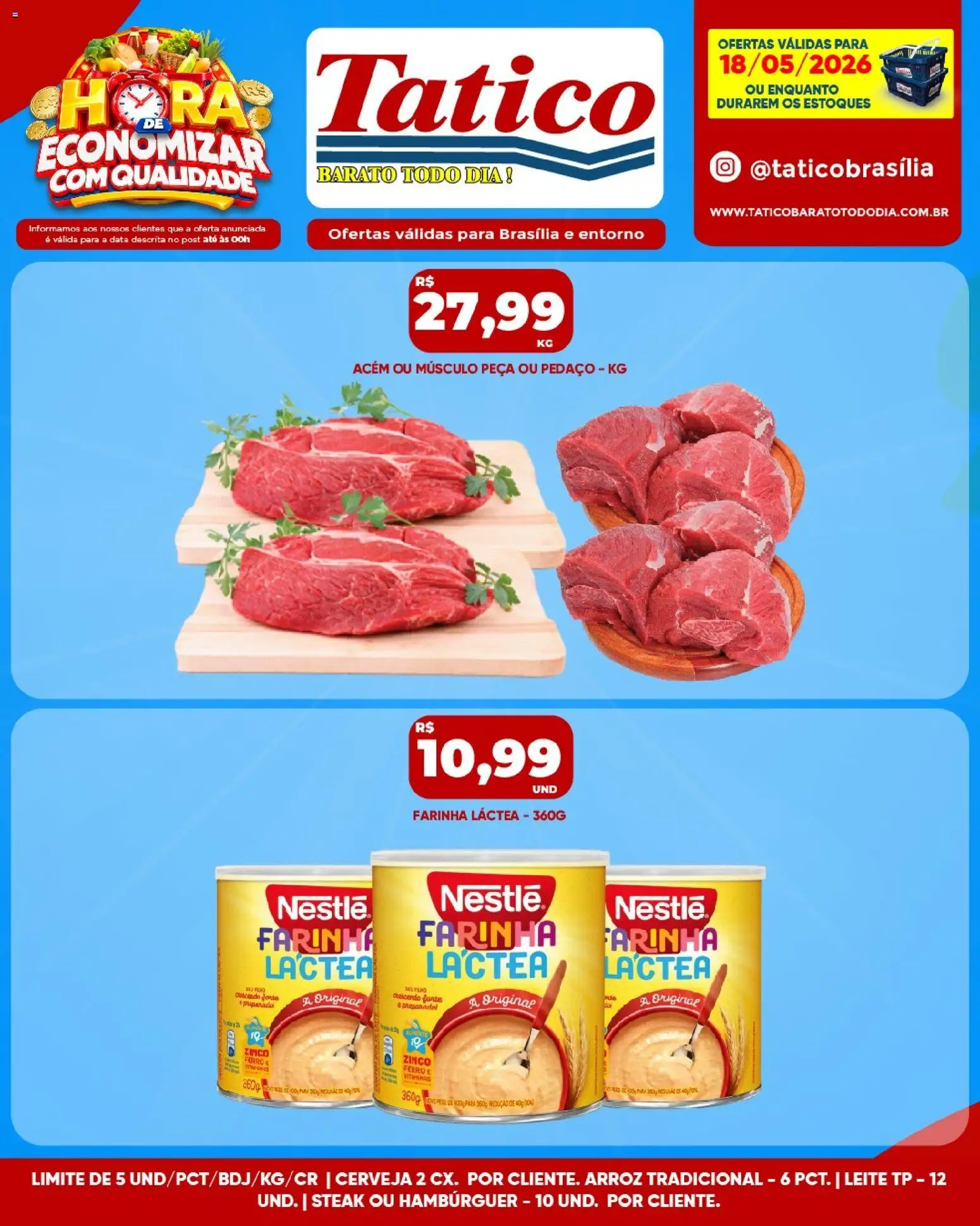 Tatico Folheto - válido de 18.05.2026 | Página: 13 | Produtos: Acém, Leite, Arroz, Hambúrguer