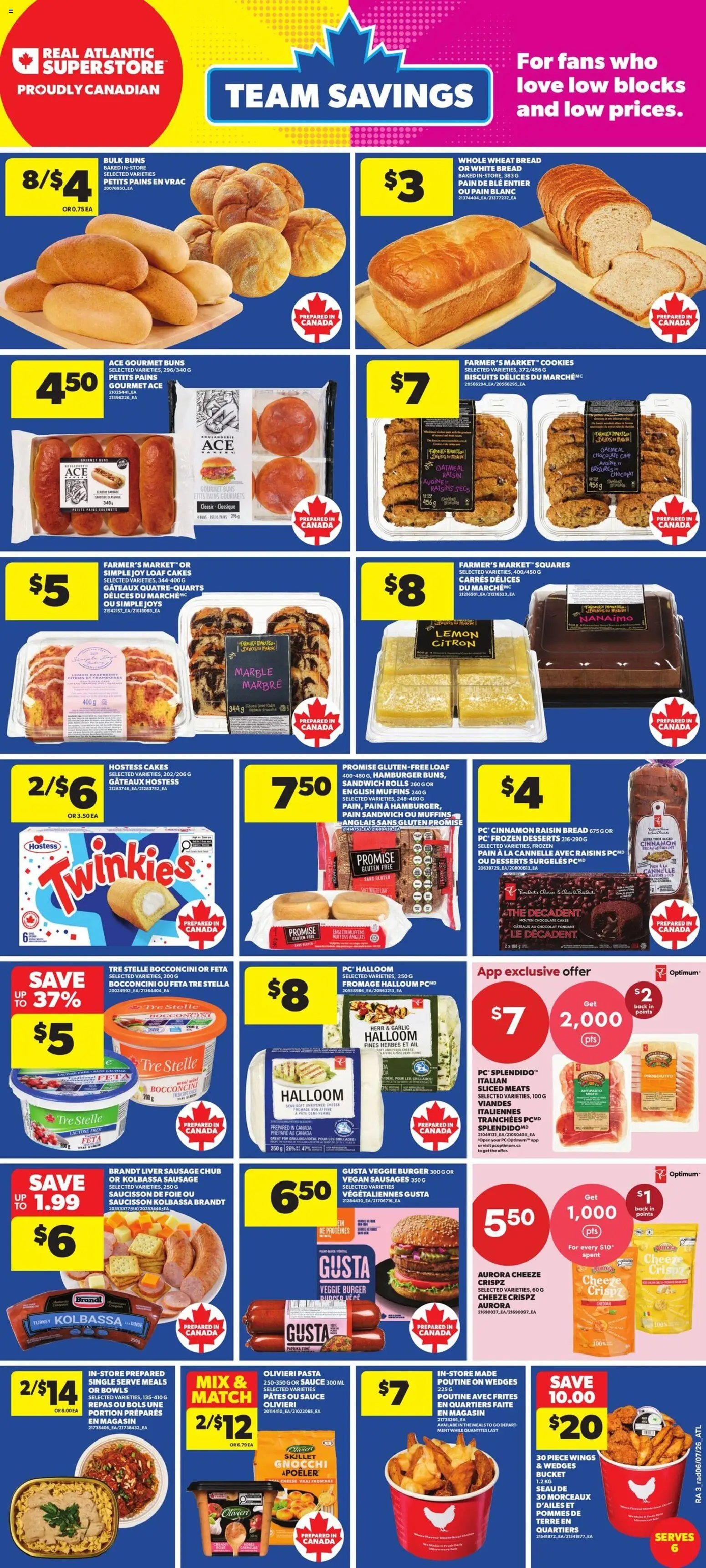 Atlantic Superstore flyer valid from Jul 9, 2026 | Page: 4 | Products: Pasta, Cookies, Cheese, Bread
