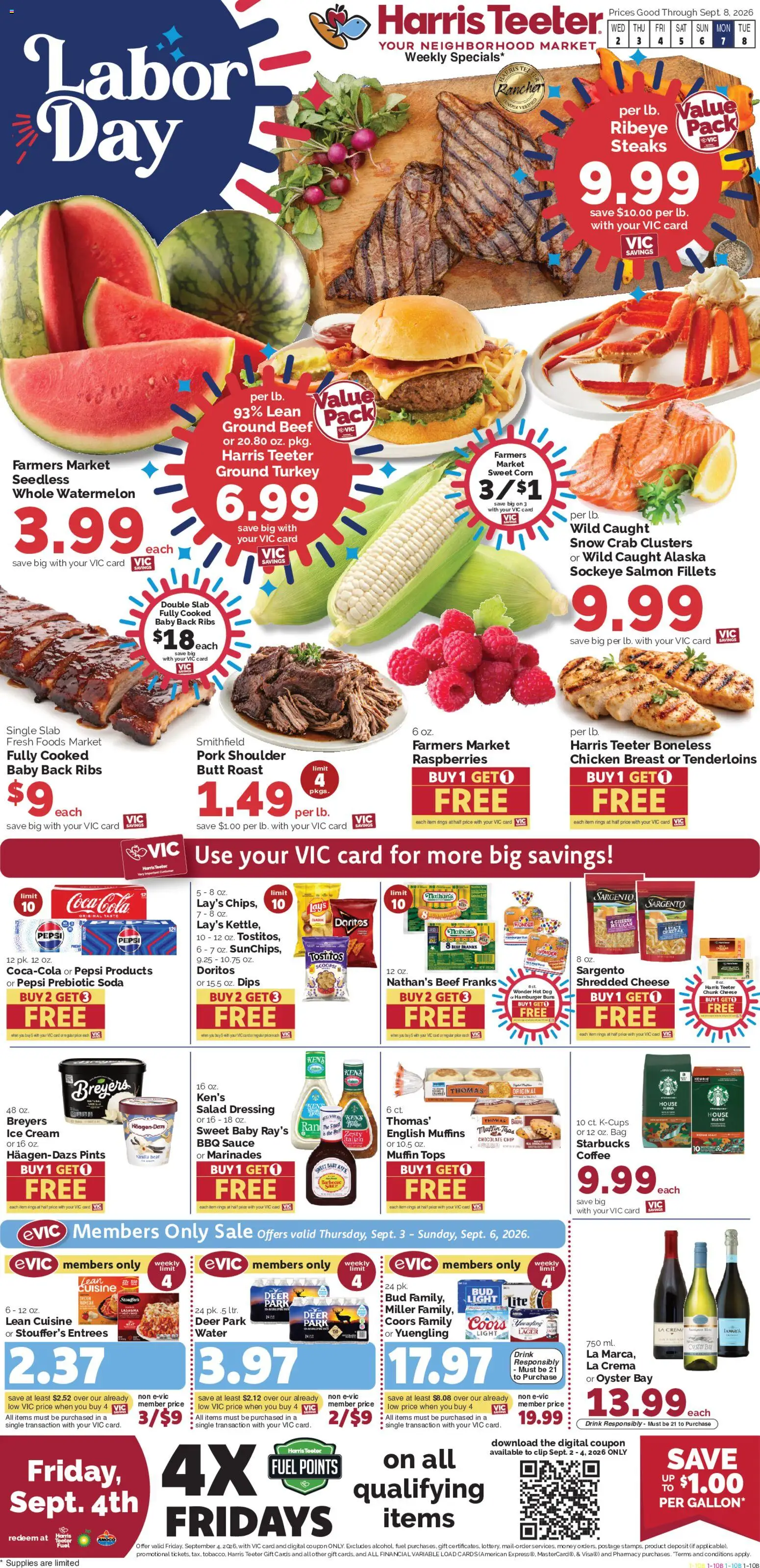 Harris Teeter Weekly Ad - NC - valid from 09/02/2026 | Page: 1 | Products: Pork shoulder, Turkey, Chocolate, Muffin