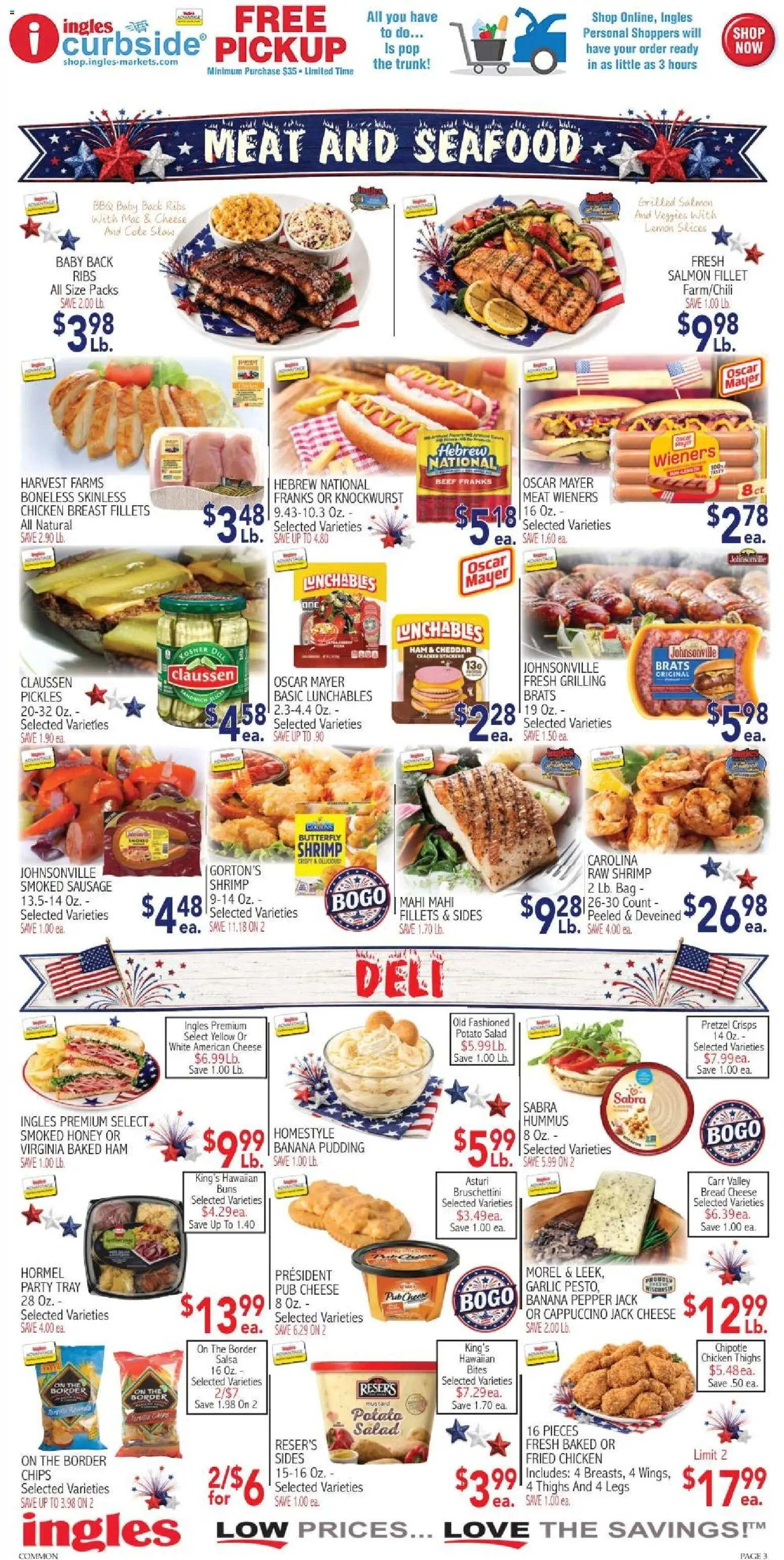 Ingles Weekly Ad - valid from 07/01/2026 | Page: 3 | Products: Cheese, Bread, Beef, Seafood