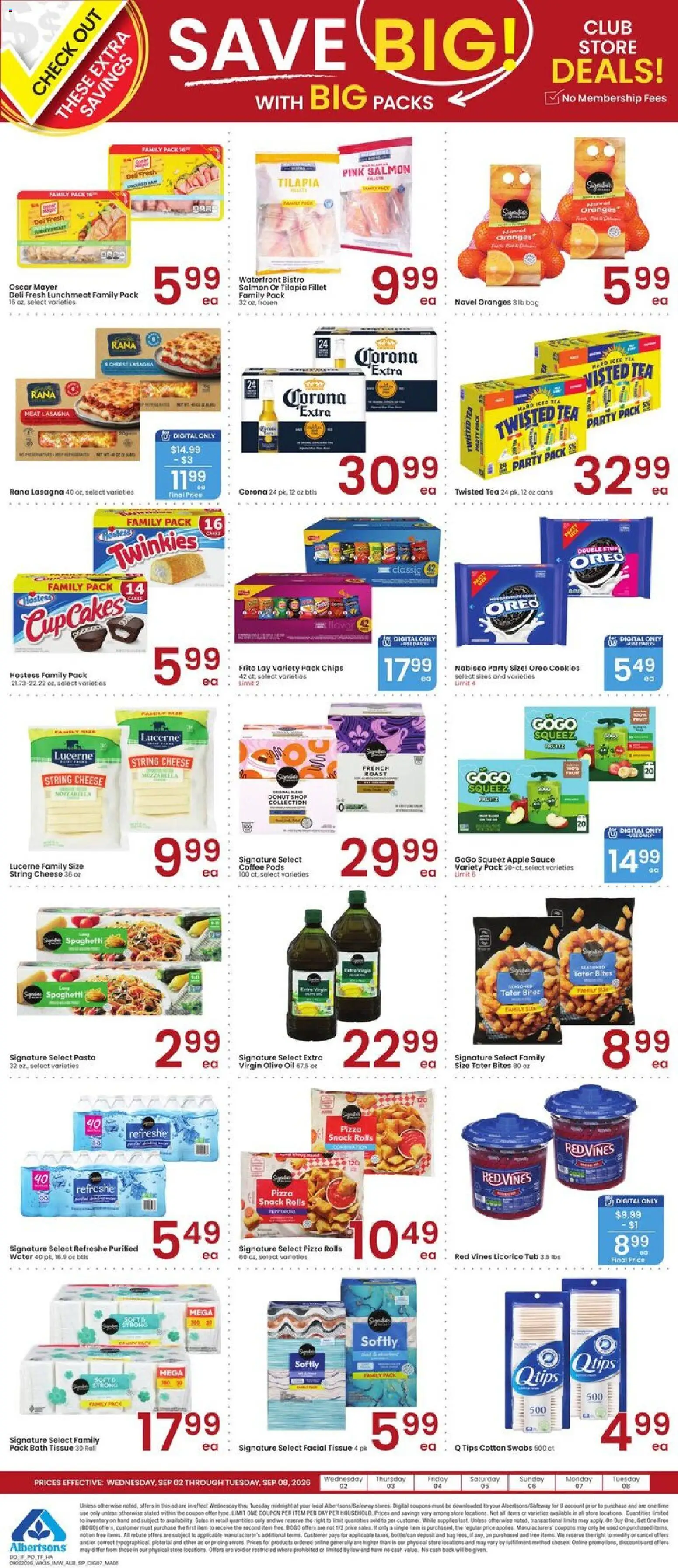 Albertsons Weekly Ad - valid from 09/02/2026 | Page: 8 | Products: Cheese, Cookies, Donut, Iced tea