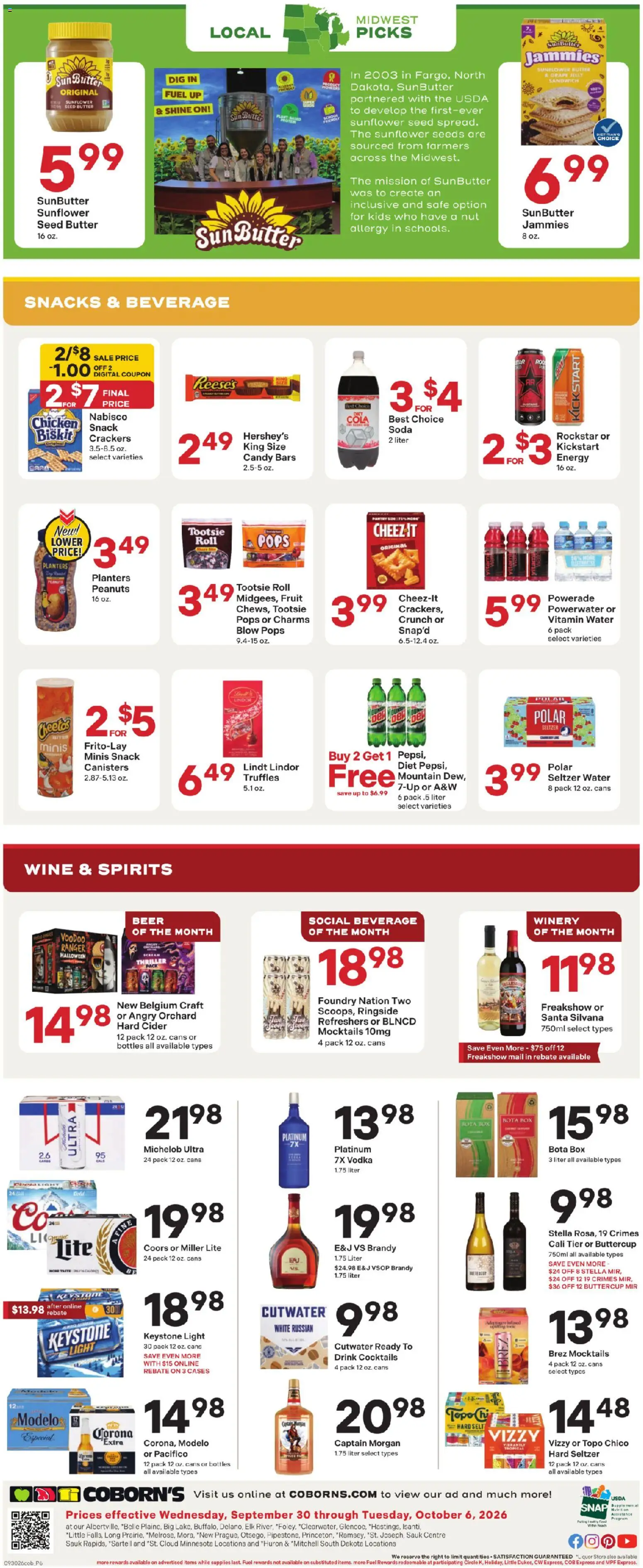 Coborn's Weekly Ad - valid from 09/30/2026 | Page: 6 | Products: Vitamin, Butter, Fruit, Snacks