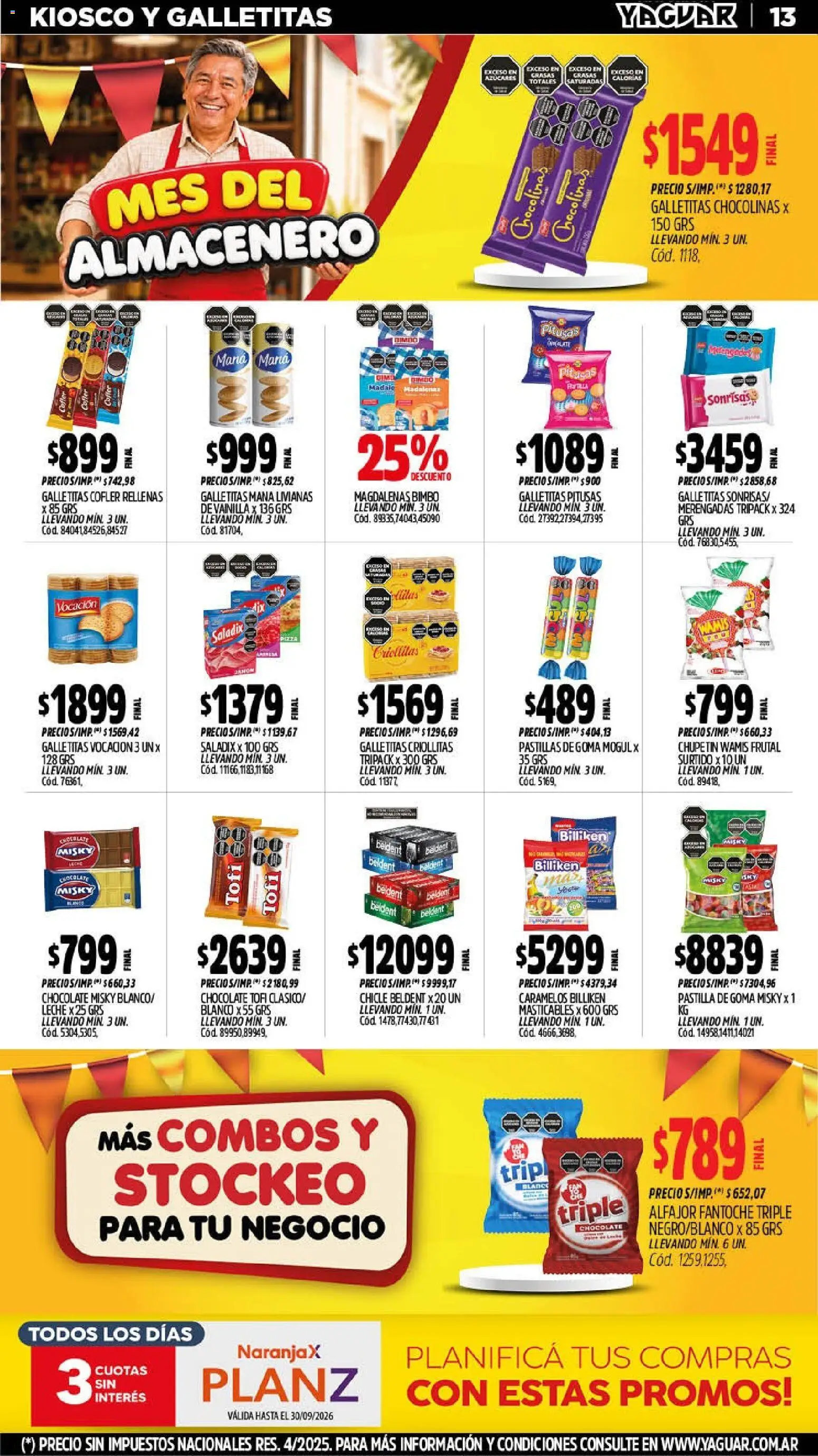 Yaguar catálogo │ válido desde el 07/09/2026 | Página: 14 | Productos: Galletitas, Chocolate, Chicle, Alfajor