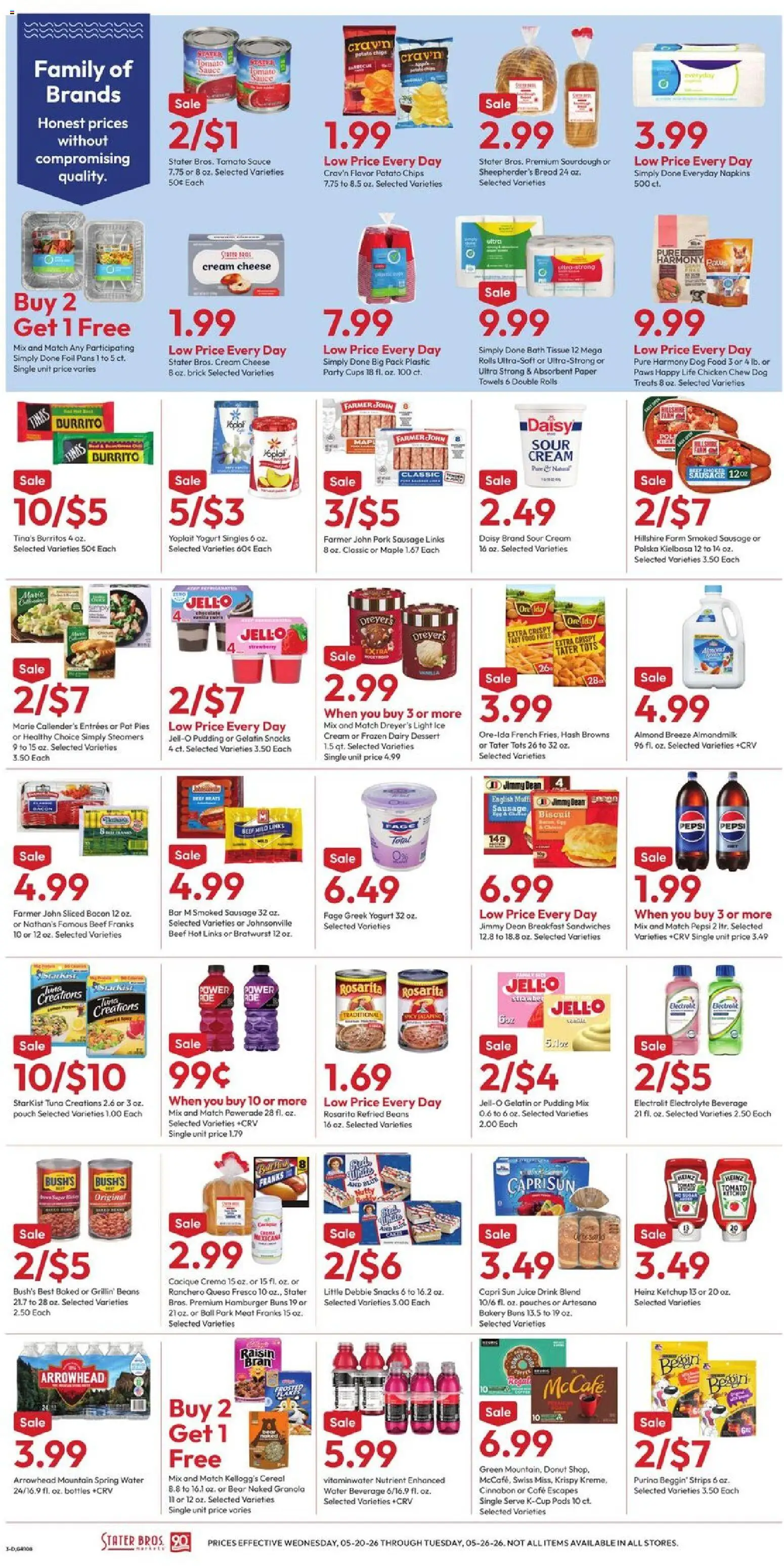 Stater Bros Weekly Ad - valid from 20.05.2026 | Page: 3 | Products: Yogurt, Pork, Sour cream, Water