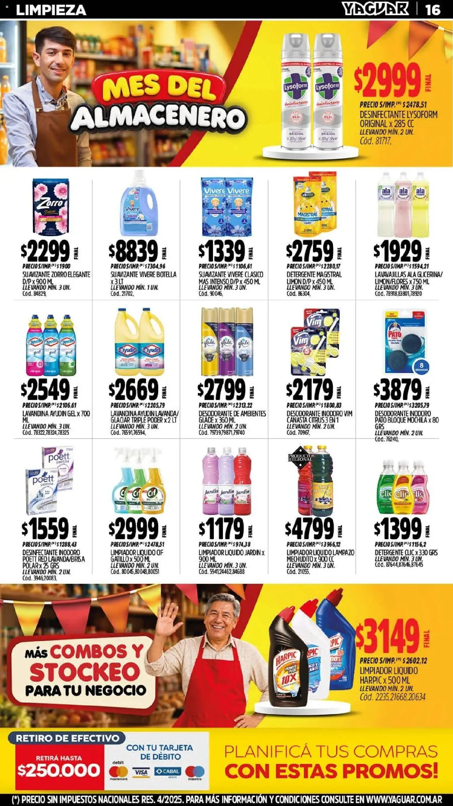 Yaguar - Oferta Semanal Mendoza │ válido desde el 21/09/2026 | Página: 16 | Productos: Desinfectante, Desodorante, Limpiador, Canasta