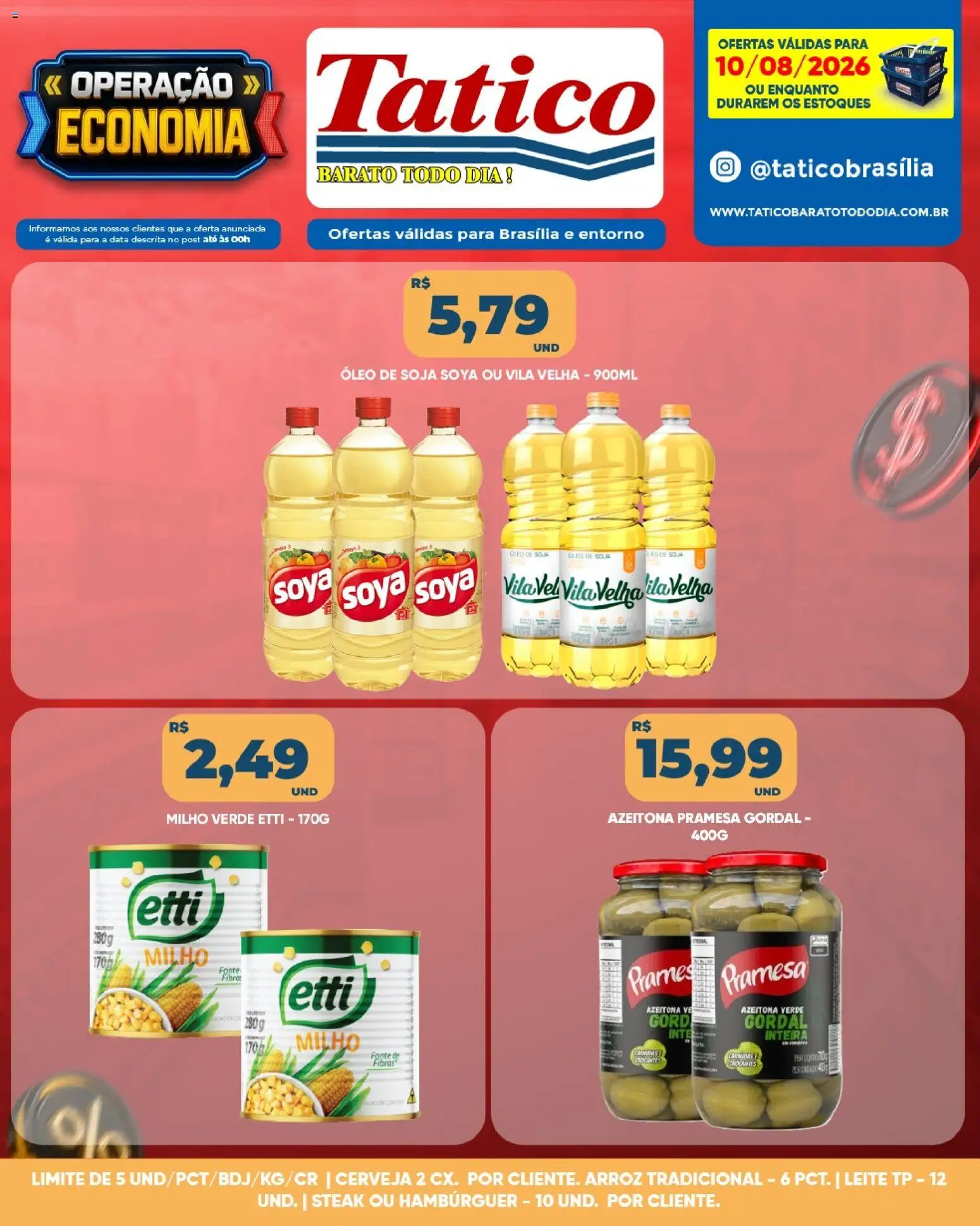Tatico Folheto - válido de 10/08/2026 | Página: 2 | Produtos: Leite, Óleo, Cerveja, Arroz