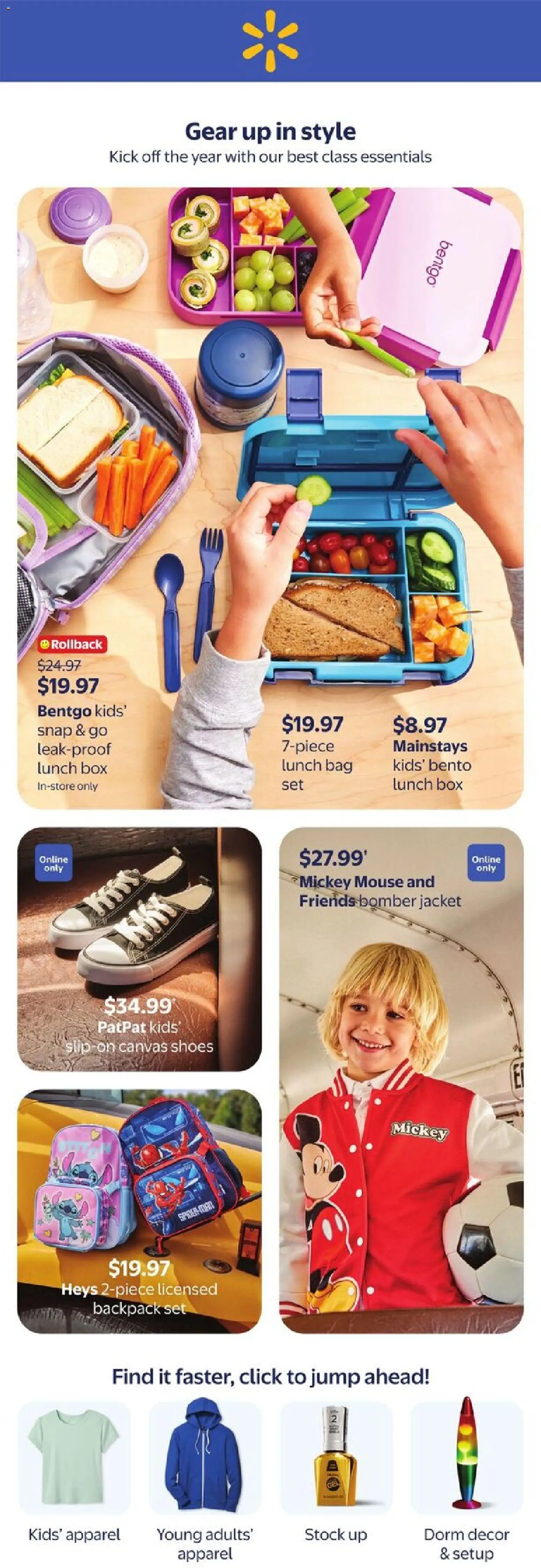 Walmart flyer valid from Jul 30, 2026 | Page: 1 | Products: Shoes, Jacket