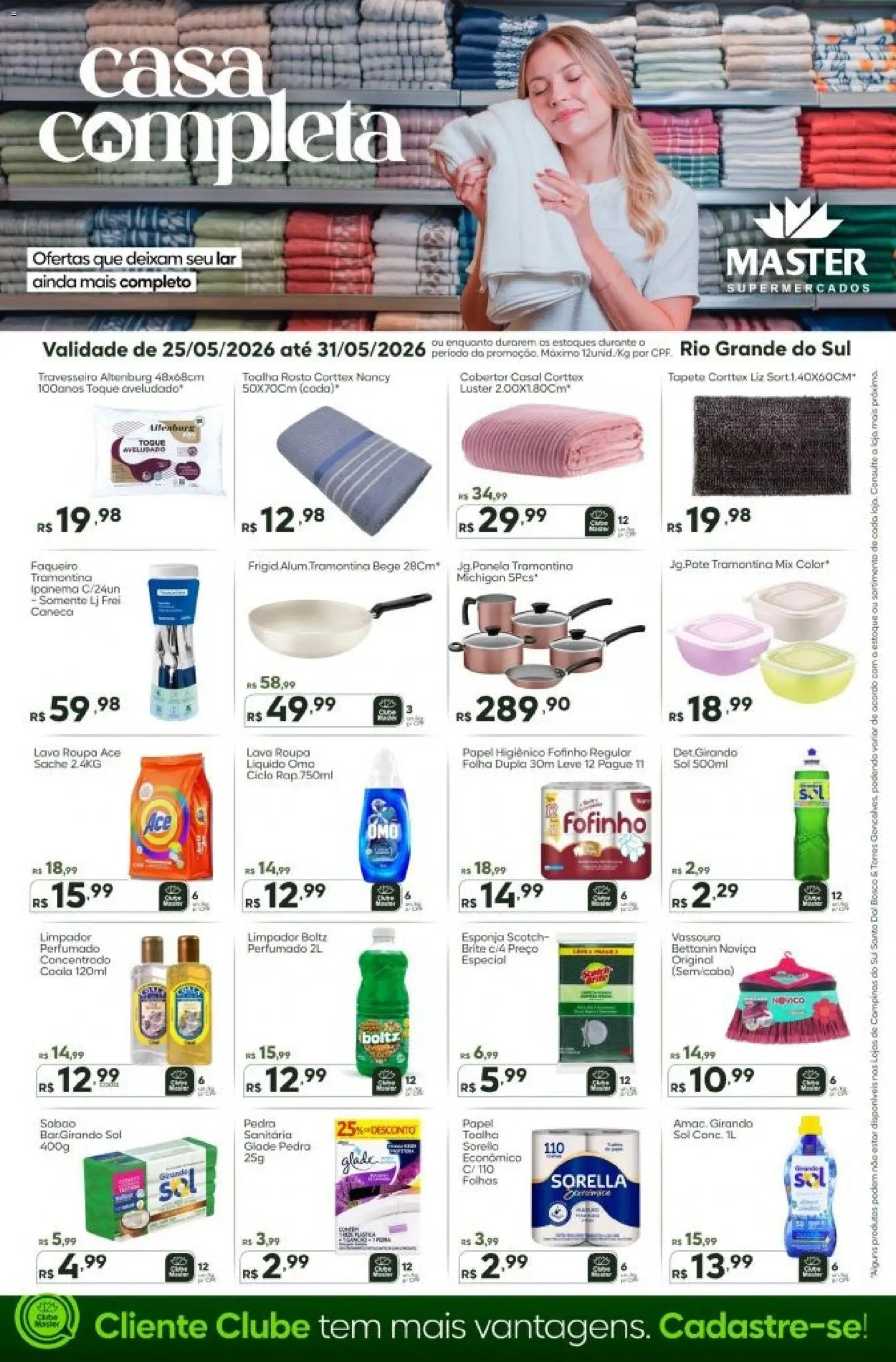 Master Folheto - válido de 25.05.2026 | Página: 1 | Produtos: Travesseiro, Caneca, Sal, Papel higiênico