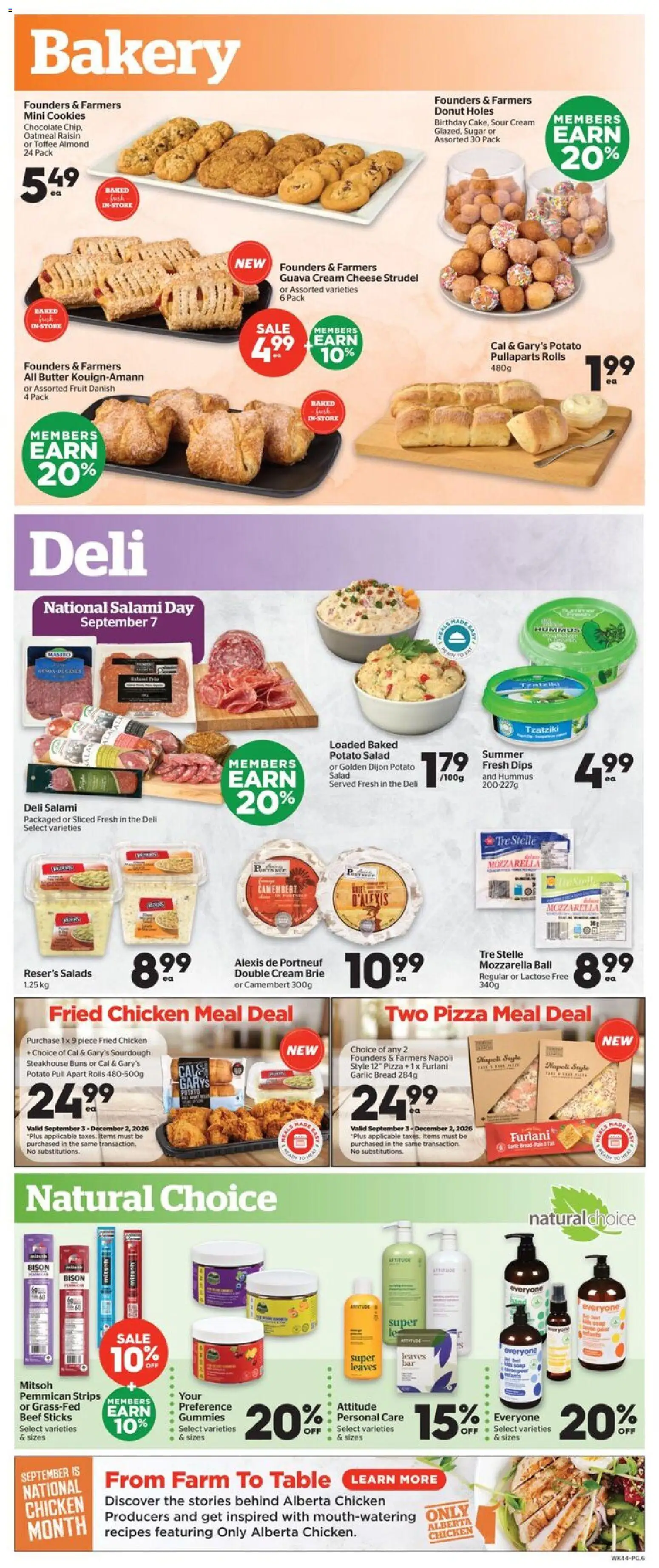 Calgary Co-op flyer valid from Sep 3, 2026 | Page: 6 | Products: Hummus, Sugar, Camembert, Table