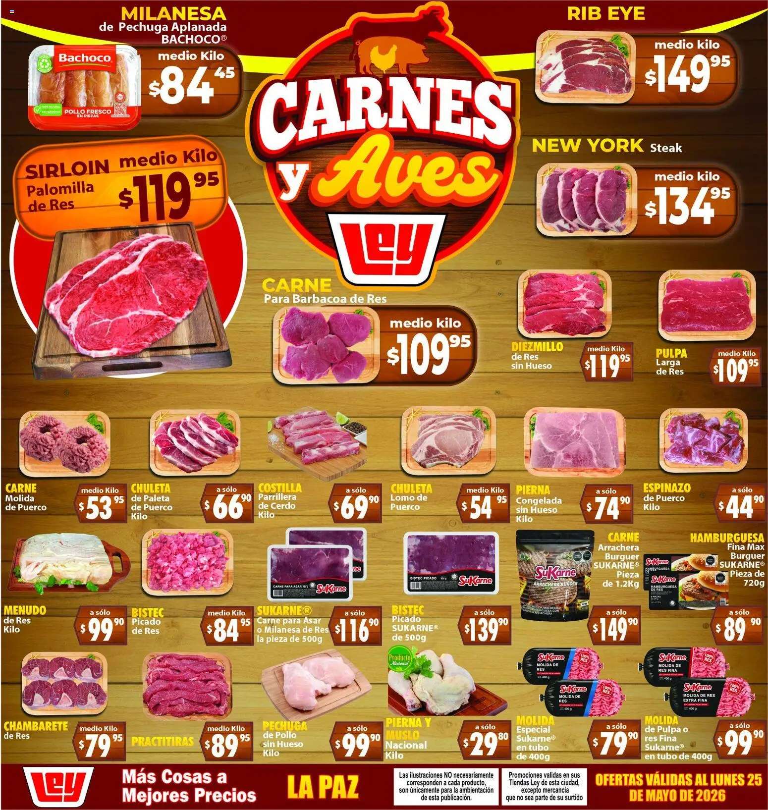 Nuevas ofertas de Casa Ley válidas en toda la República Mexicana desde el 23.05.2026. ¡Encuentra las mejores ofertas en Casa Ley folleto Carnes y Aves La Paz! | Página: 1