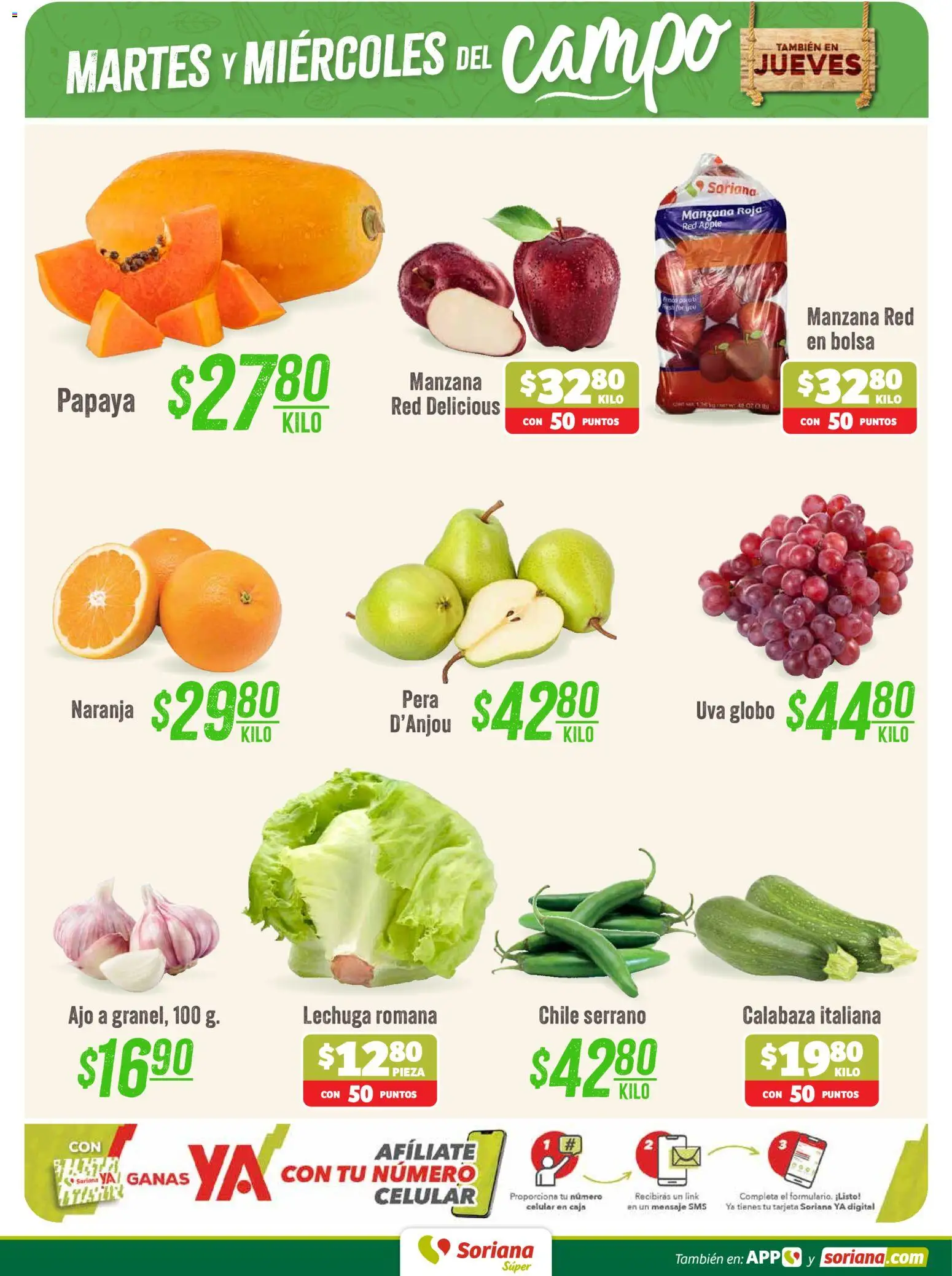 Nuevas ofertas de Soriana válidas en toda la República Mexicana desde el 11/08/2026. ¡Encuentra las mejores ofertas en Soriana Martes y Miércoles del Campo Súper: Juárez! | Página: 2 | Productos: Lechuga romana, Pera, Ajo, Lechuga