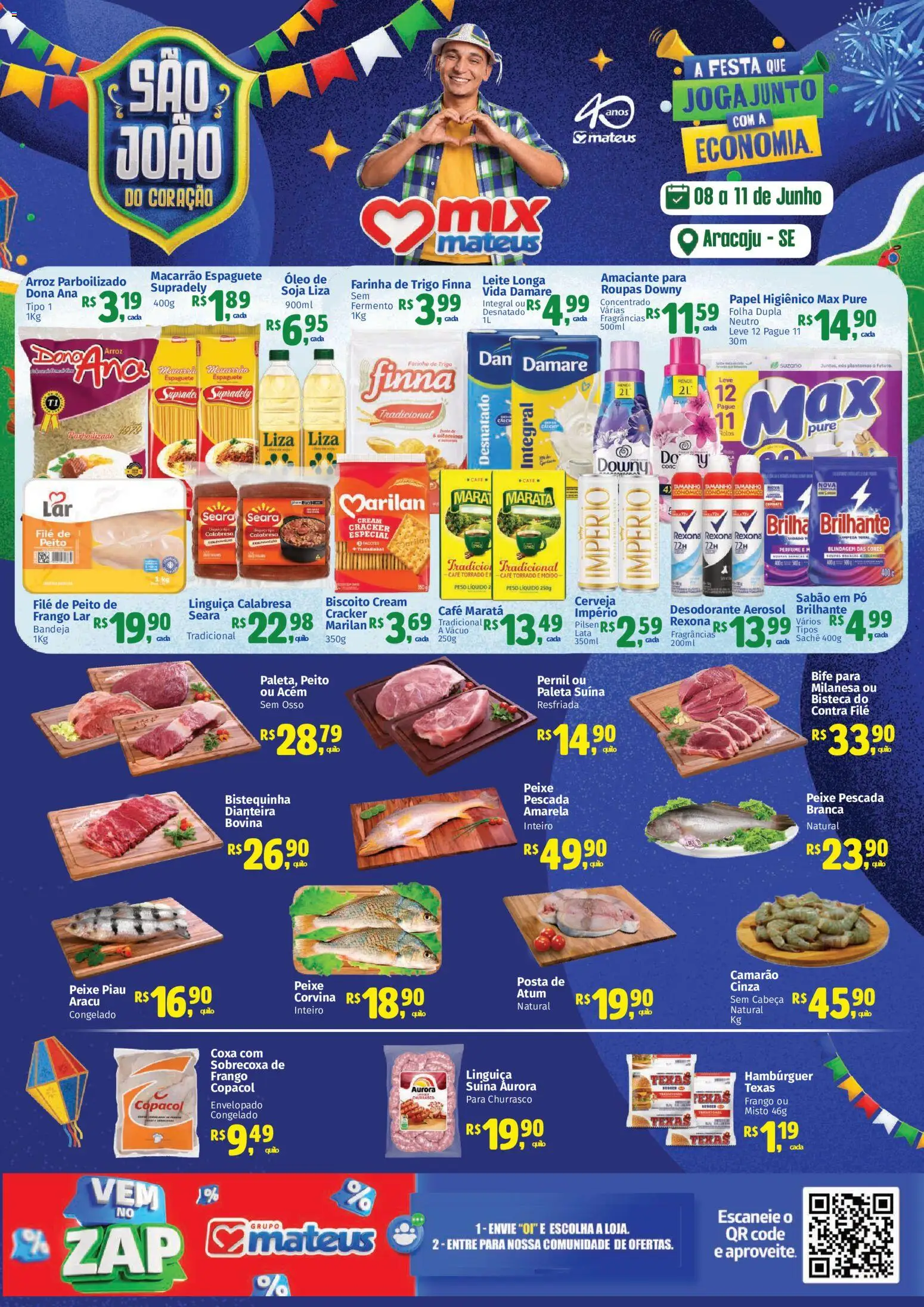 Mateus Folheto - válido de 08.06.2026 | Página: 1 | Produtos: Pó, Biscoito, Macarrão, Atum