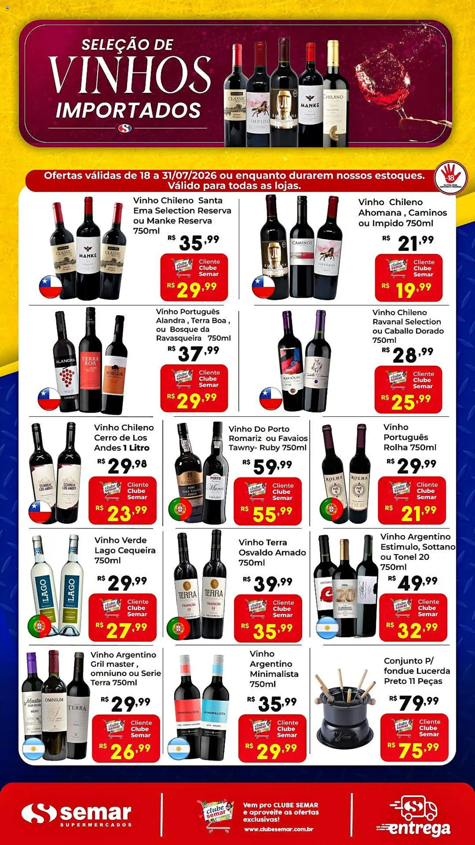Semar Supermercado Folheto - válido de 18/07/2026 | Página: 1 | Produtos: Vinho
