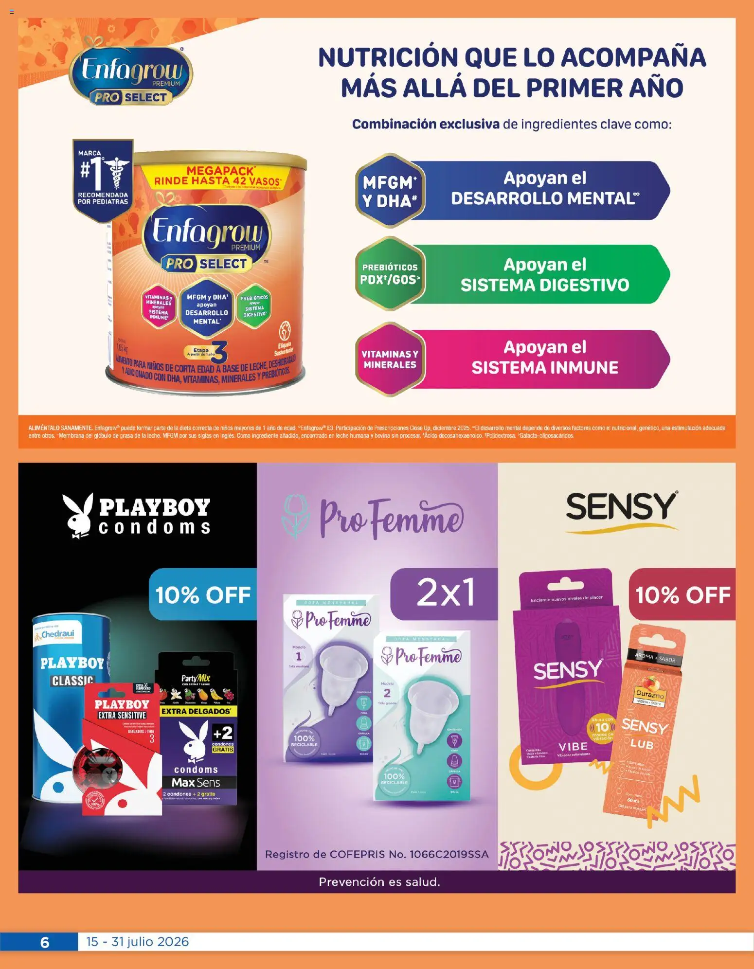 Nuevas ofertas de Chedraui válidas en toda la República Mexicana desde el 15/07/2026. ¡Encuentra las mejores ofertas en Chedraui folleto Cuidar tu salud! | Página: 6 | Productos: Durazno, Leche, Vitaminas, Membrana