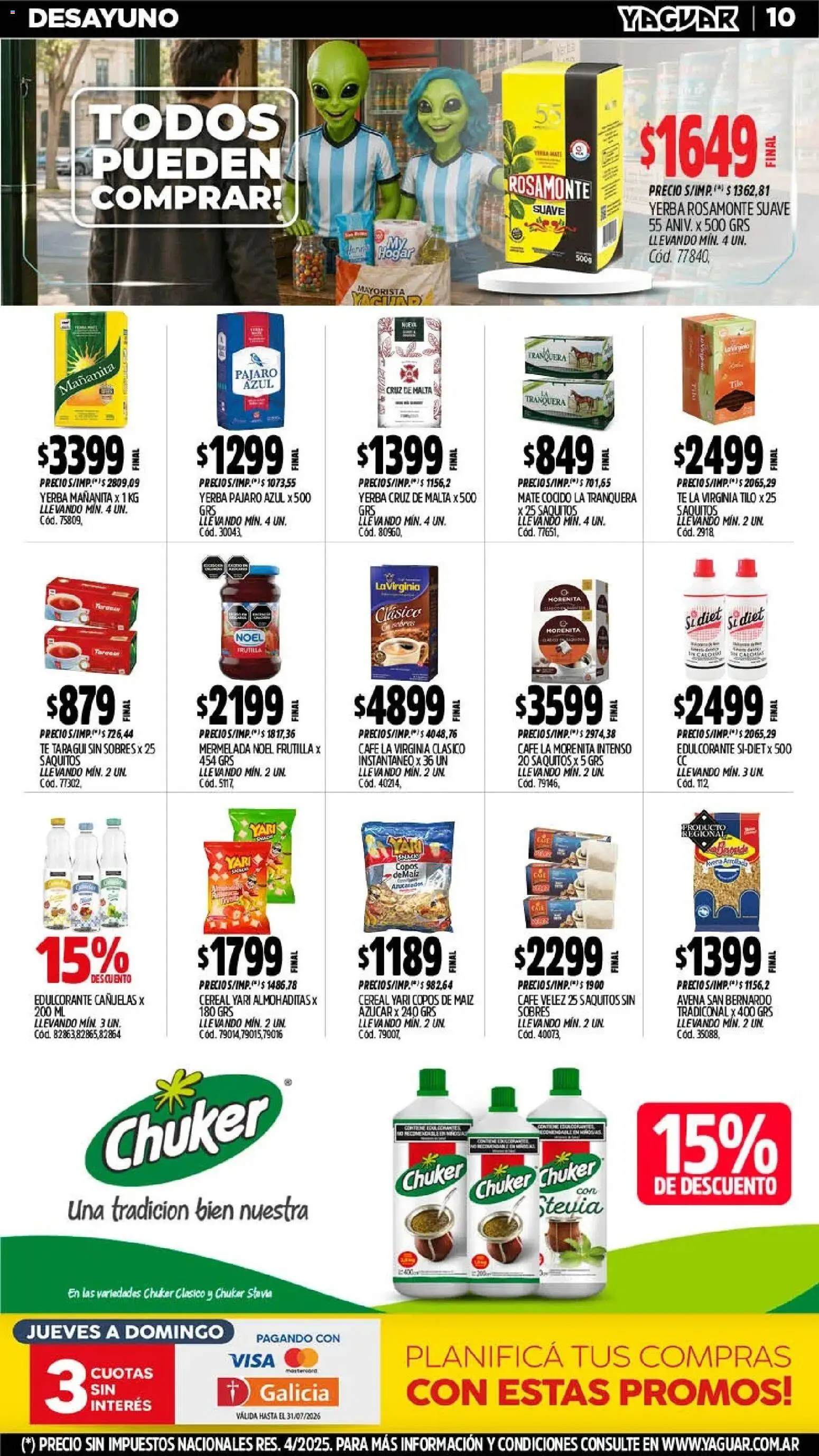 Yaguar - Oferta Semanal Jujuy │ válido desde el 06/07/2026 | Página: 10 | Productos: Copos, Yerba, Maiz, Té
