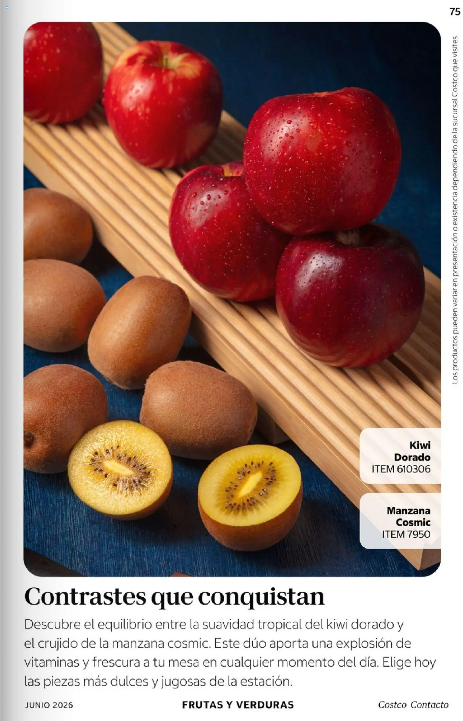 Nuevas ofertas de Costco válidas en toda la República Mexicana desde el 01.06.2026. ¡Encuentra las mejores ofertas en Costco Revista Junio 2026! | Página: 75 | Productos: Manzana, Kiwi, Vitaminas, Mesa