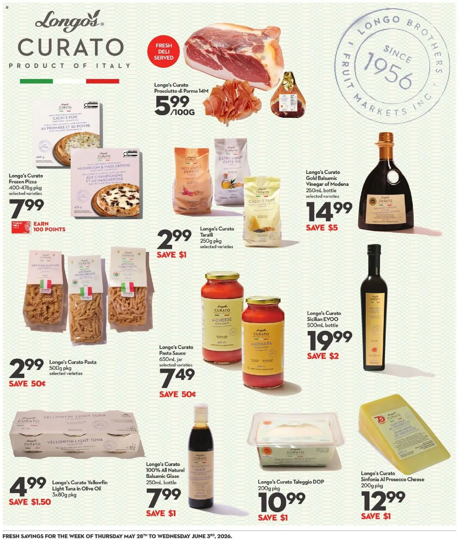 Longo's flyer valid from 28.05.2026 | Page: 19 | Products: Pasta, Cheese, Oil, Pizza