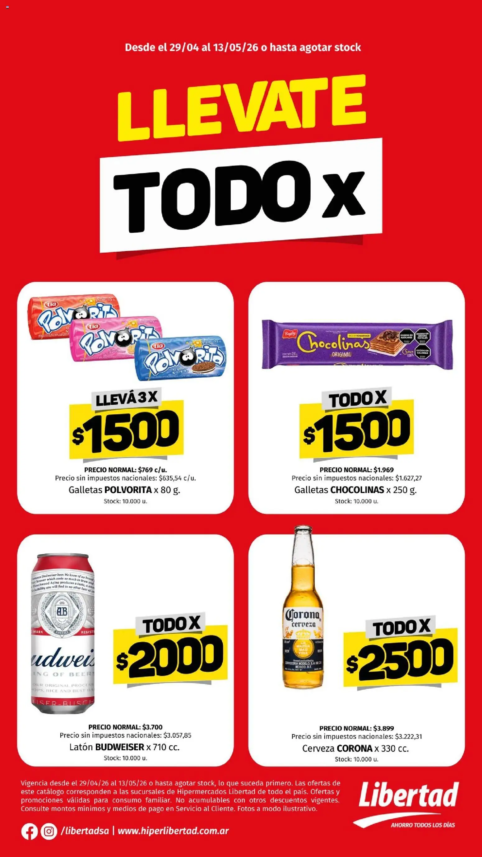Hipermercado Libertad - Tapa todo x sem 18 │ válido desde el 29.04.2026 | Página: 1 | Productos: Cerveza, Galletas