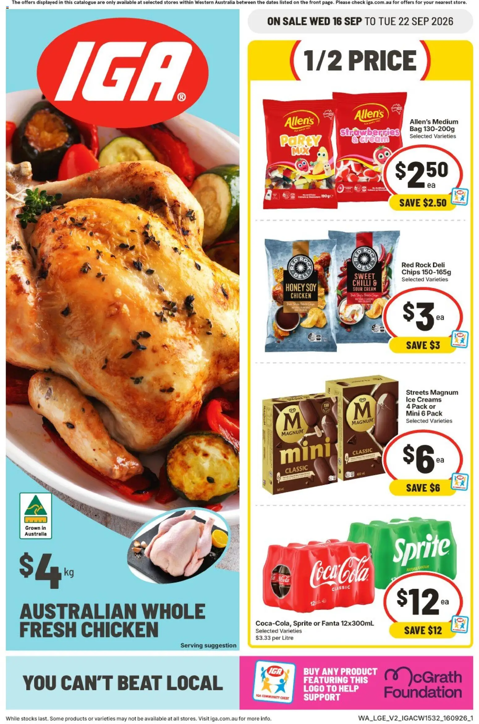 IGA catalogue - valid from 16/09/2026 | Page: 1 | Products: Honey, Strawberries, Chilli, Foundation