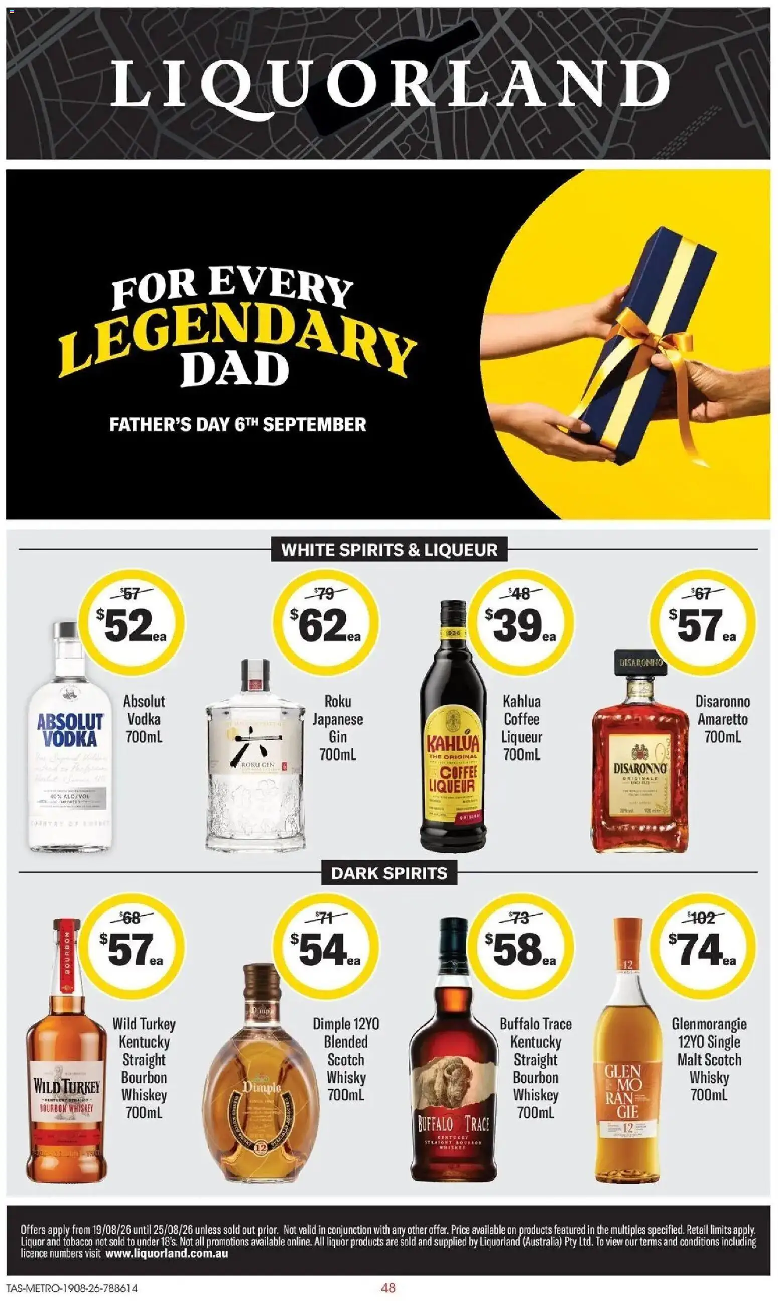Coles catalogue - valid from 19/08/2026 | Page: 48 | Products: Absolut Vodka, Gin, Vodka, Turkey