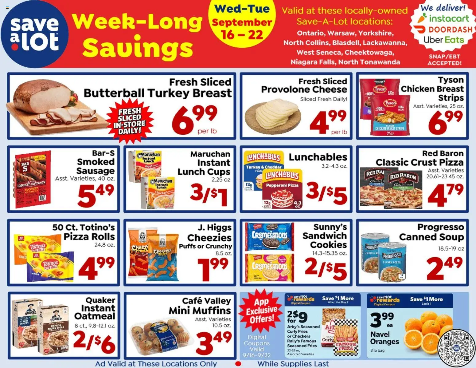 Save a Lot Ad - valid from 09/16/2026 | Page: 1 | Products: Pizza, Oatmeal, Sausage, Muffins