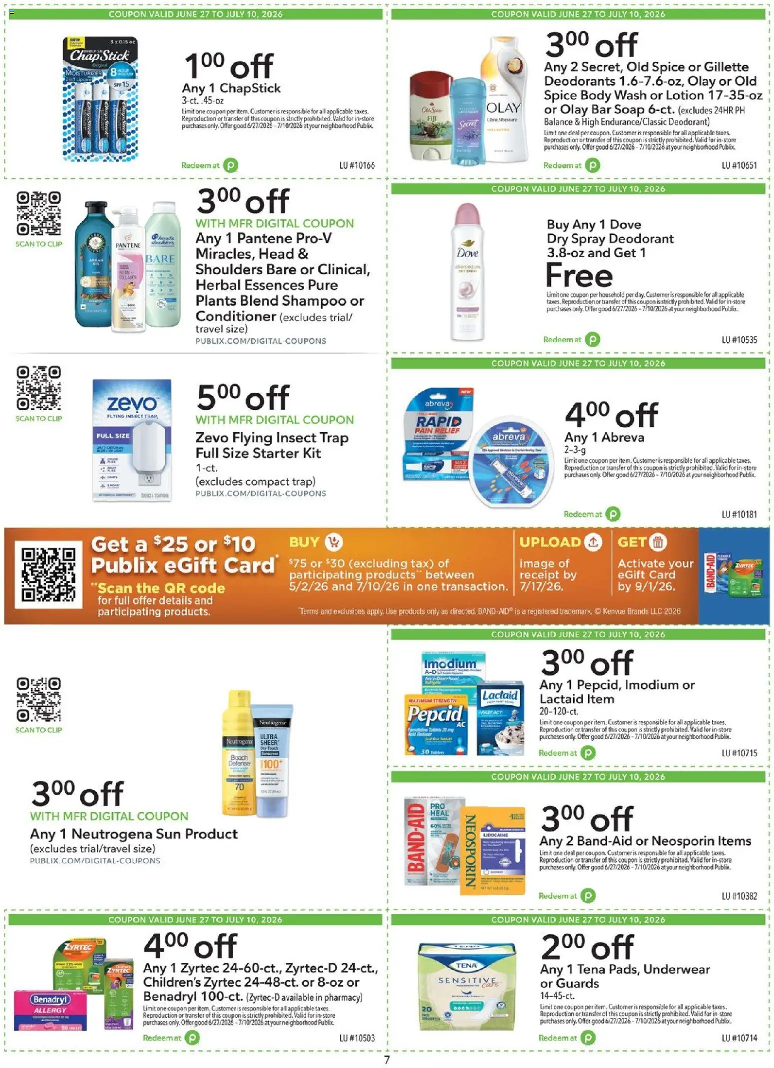 Publix Publix Extra Savings - valid from 06/27/2026 | Page: 7 | Products: Clip, Deodorant, Body Wash, Underwear