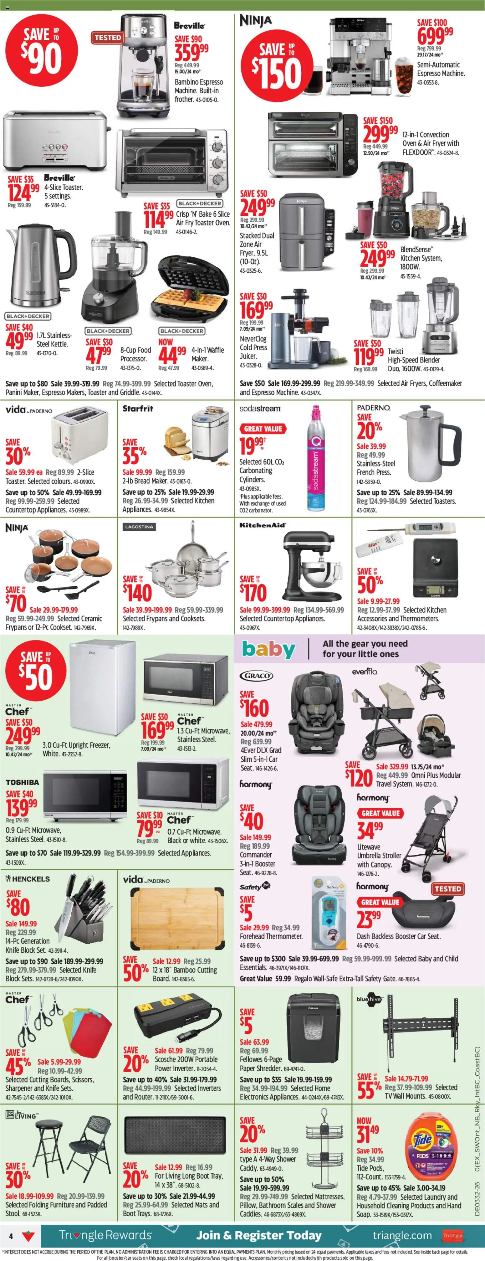 Canadian Tire flyer valid from Aug 6, 2026 | Page: 4 | Products: Umbrella, Tv, Oven, Shower