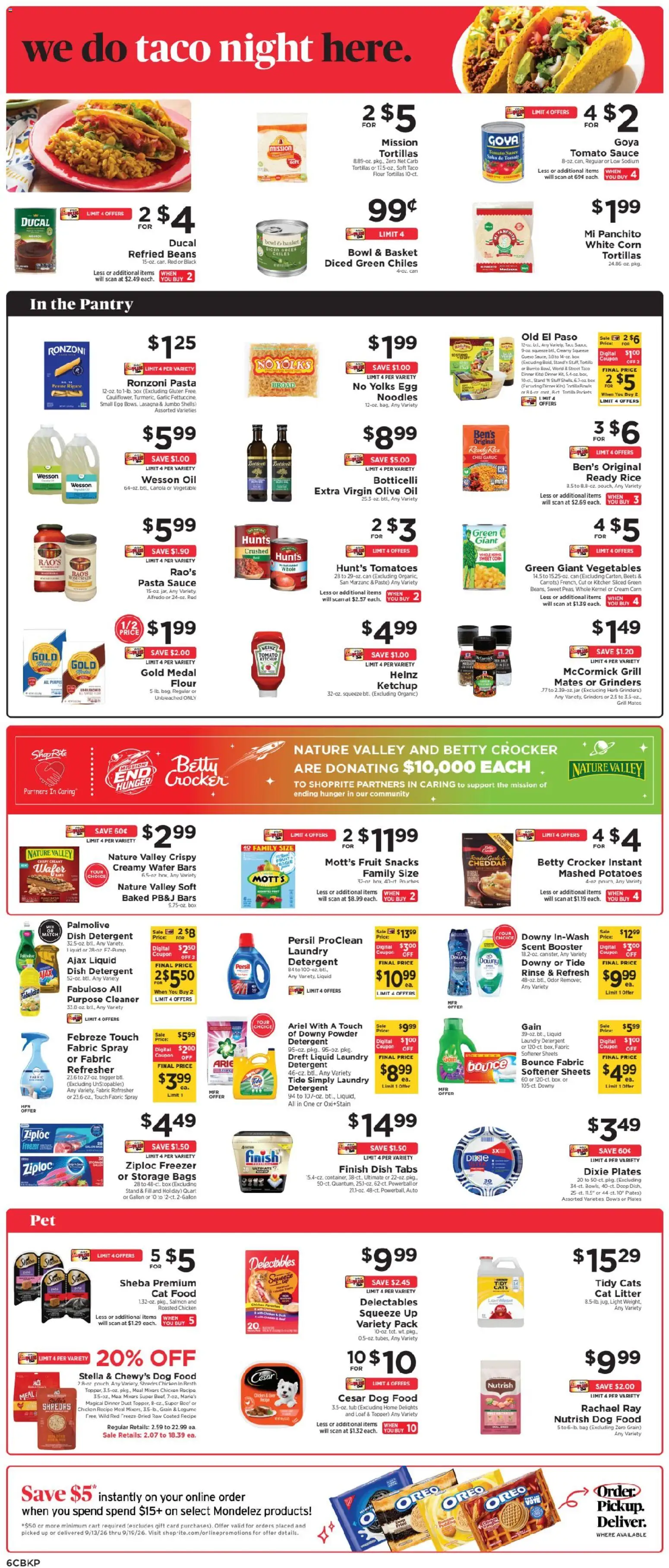 ShopRite Weekly Ad - valid from 09/13/2026 | Page: 7 | Products: Laundry detergent, Olive oil, Snacks, Chili