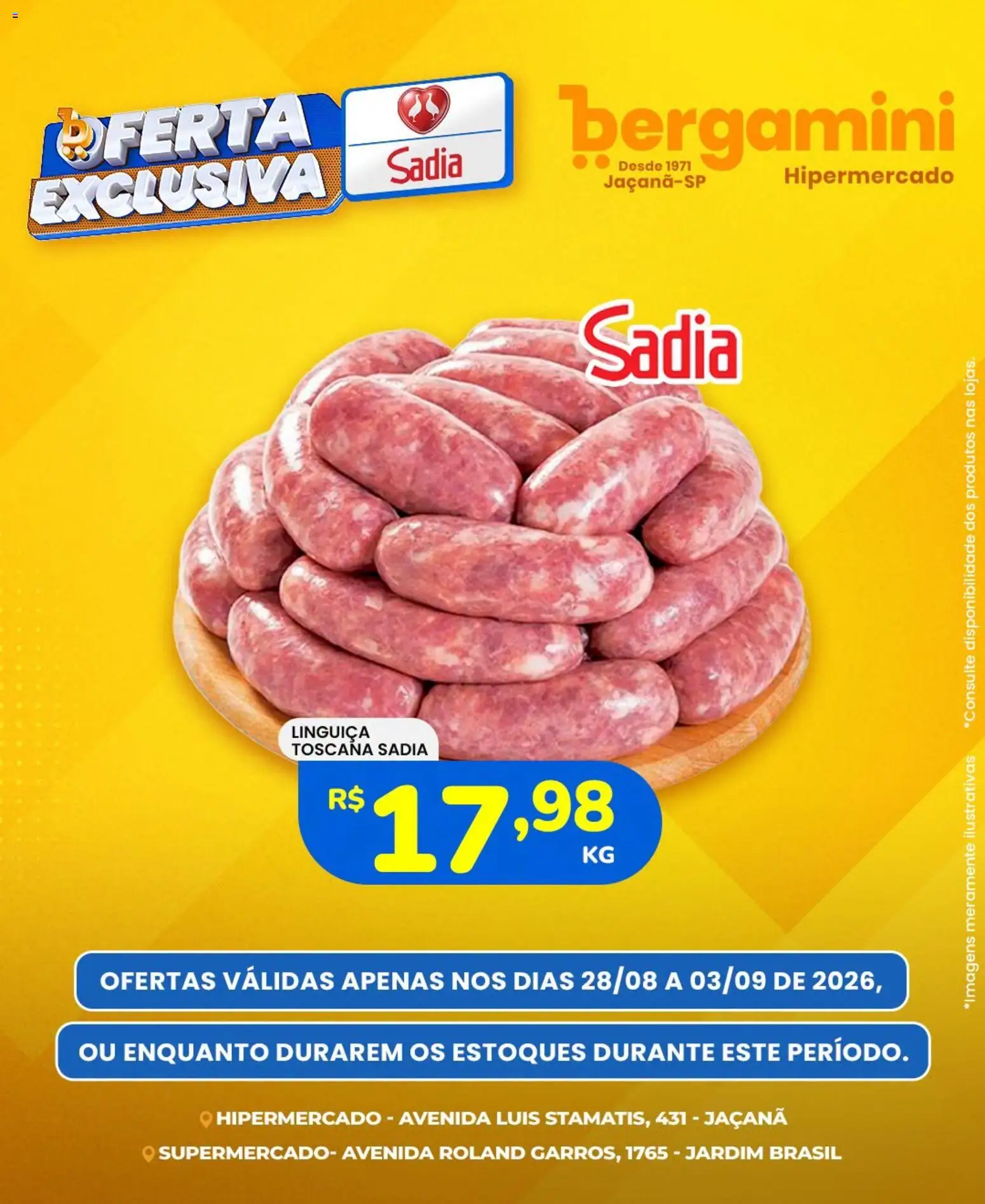 Supermercado Bergamini Folheto - válido de 28/08/2026 | Página: 2 | Produtos: Linguiça
