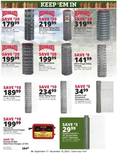 Preview of Rural King weekly ads valid from 09/17/2026 | Page: 9 | Products: Wire, Chicken, Charger