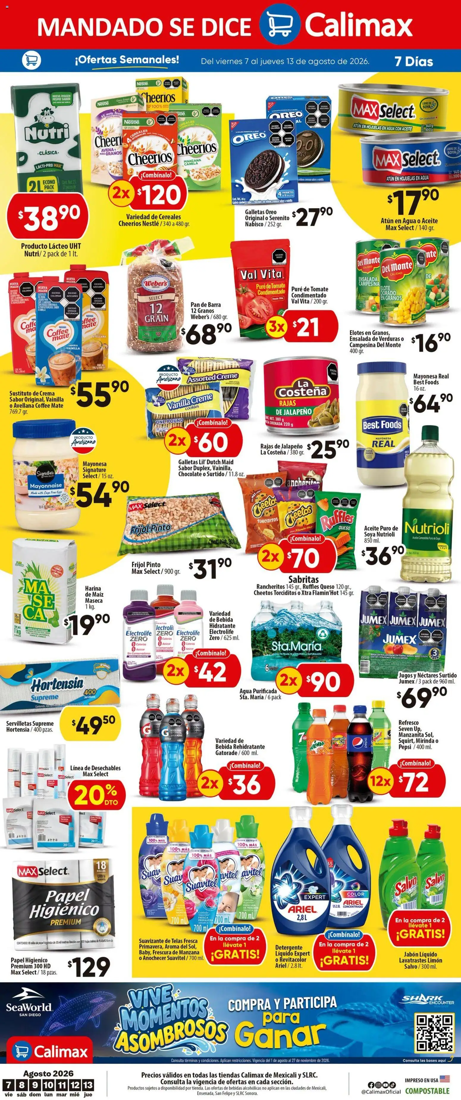 Nuevas ofertas de Calimax válidas en toda la República Mexicana desde el 07/08/2026. ¡Encuentra las mejores ofertas en Calimax folleto Mexicali y SLRC! | Página: 4 | Productos: Harina, Limón, Suavizante, Té