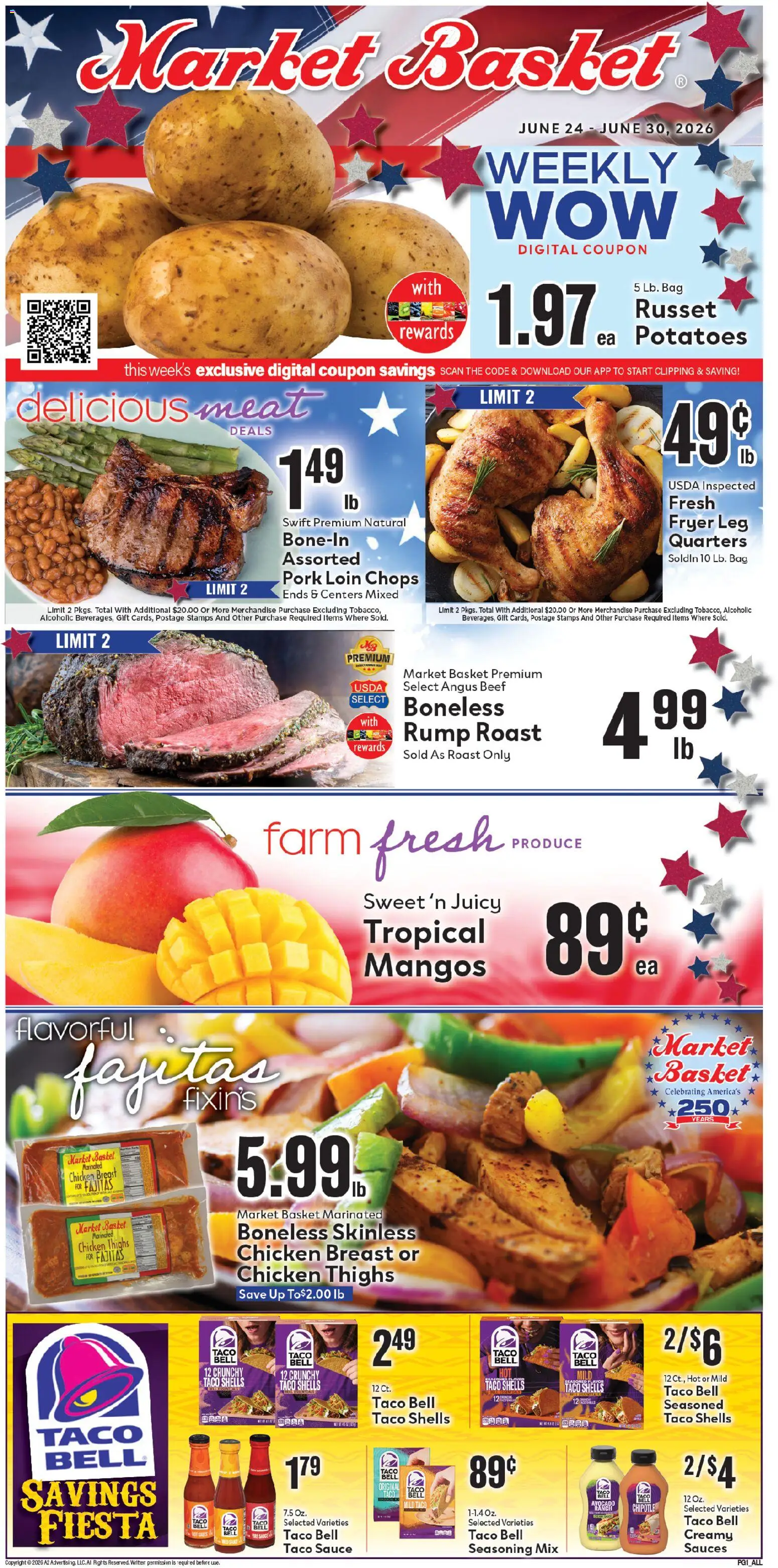 Market Basket Weekly Ad - valid from 24.06.2026 | Page: 3 | Products: Basket, Pork, Avocado, Potatoes