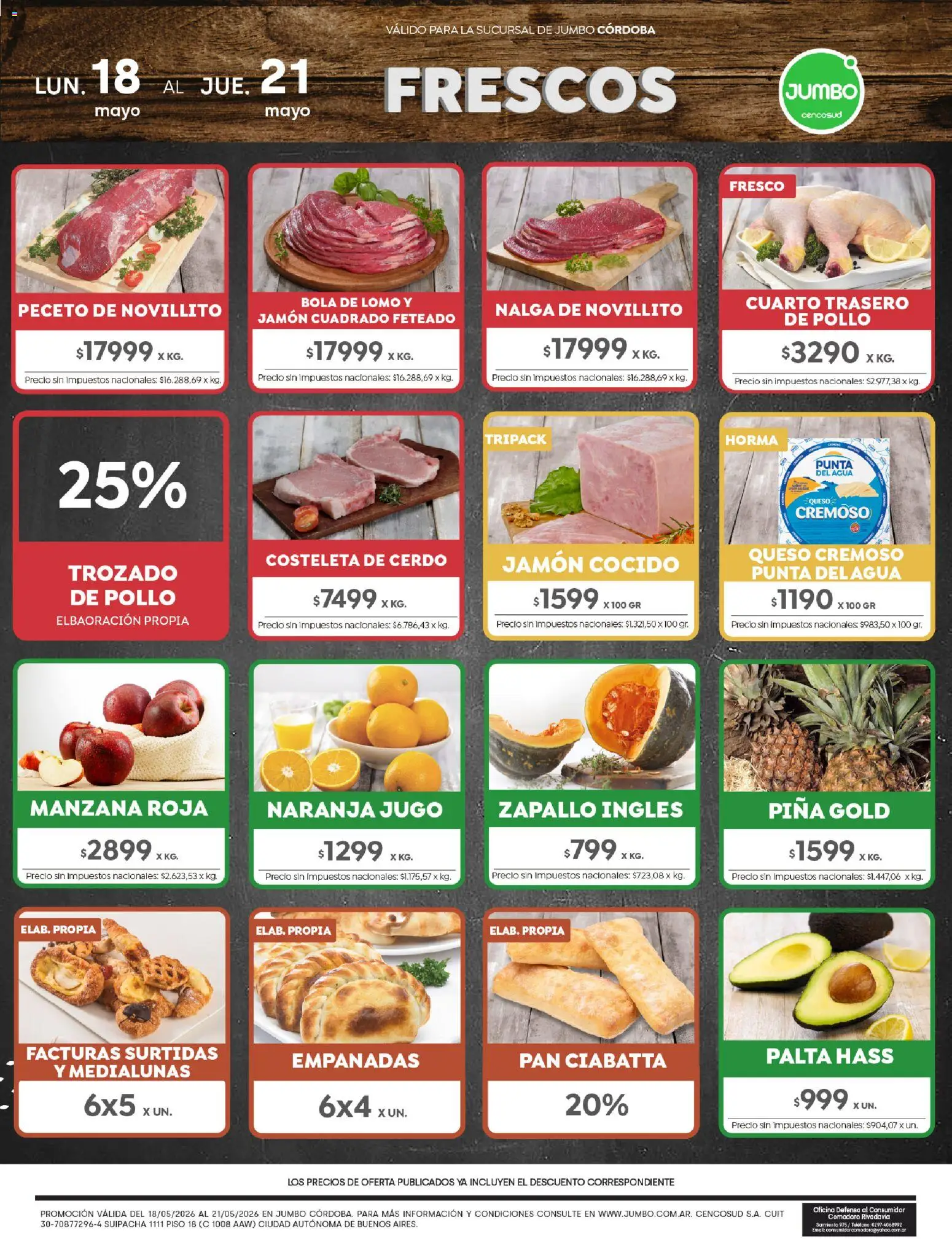 Jumbo - Ofertas | Córdoba │ válido desde el 18.05.2026 | Página: 1 | Productos: Teléfono, Zapallo, Cerdo, Piña