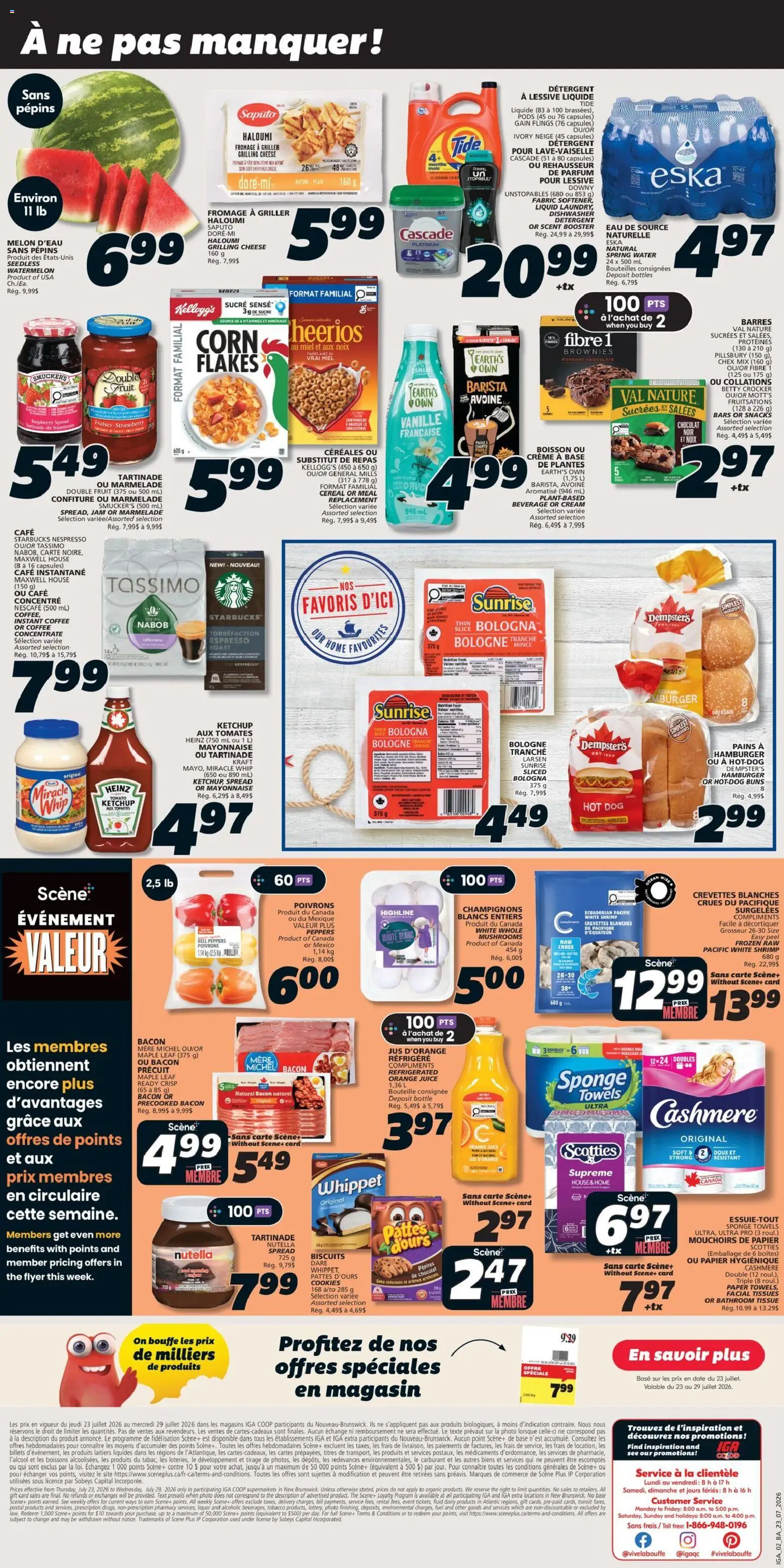 IGA flyer valid from Jul 23, 2026 | Page: 2 | Products: Flakes, Dishwasher, Spread, Watermelon