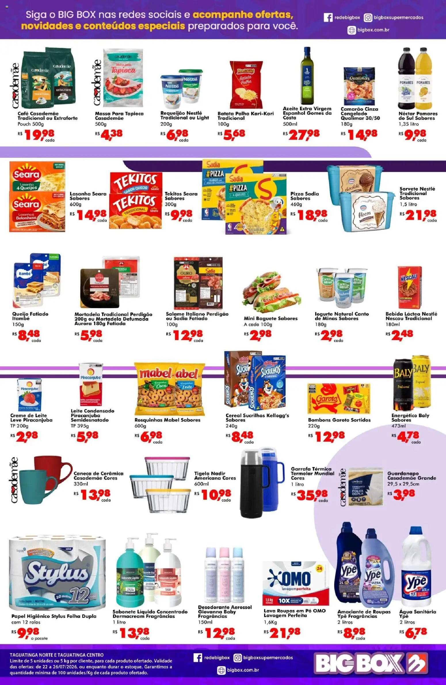 Big Box Folheto - válido de 22/07/2026 | Página: 2 | Produtos: Mortadela, Creme de leite, Leite condensado, Requeijão