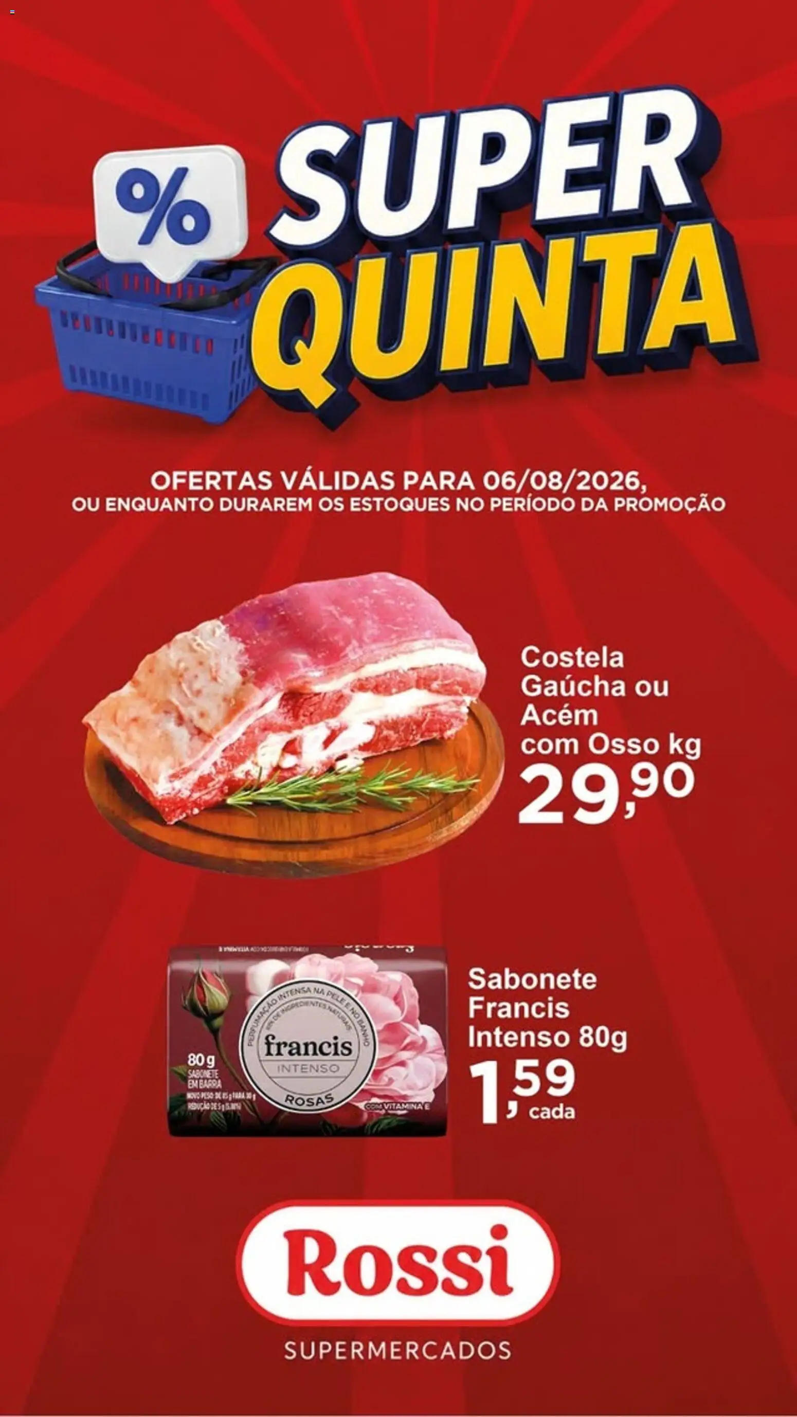 Rossi Supermercados Folheto - válido de 06/08/2026 | Página: 1 | Produtos: Acém, Sabonete