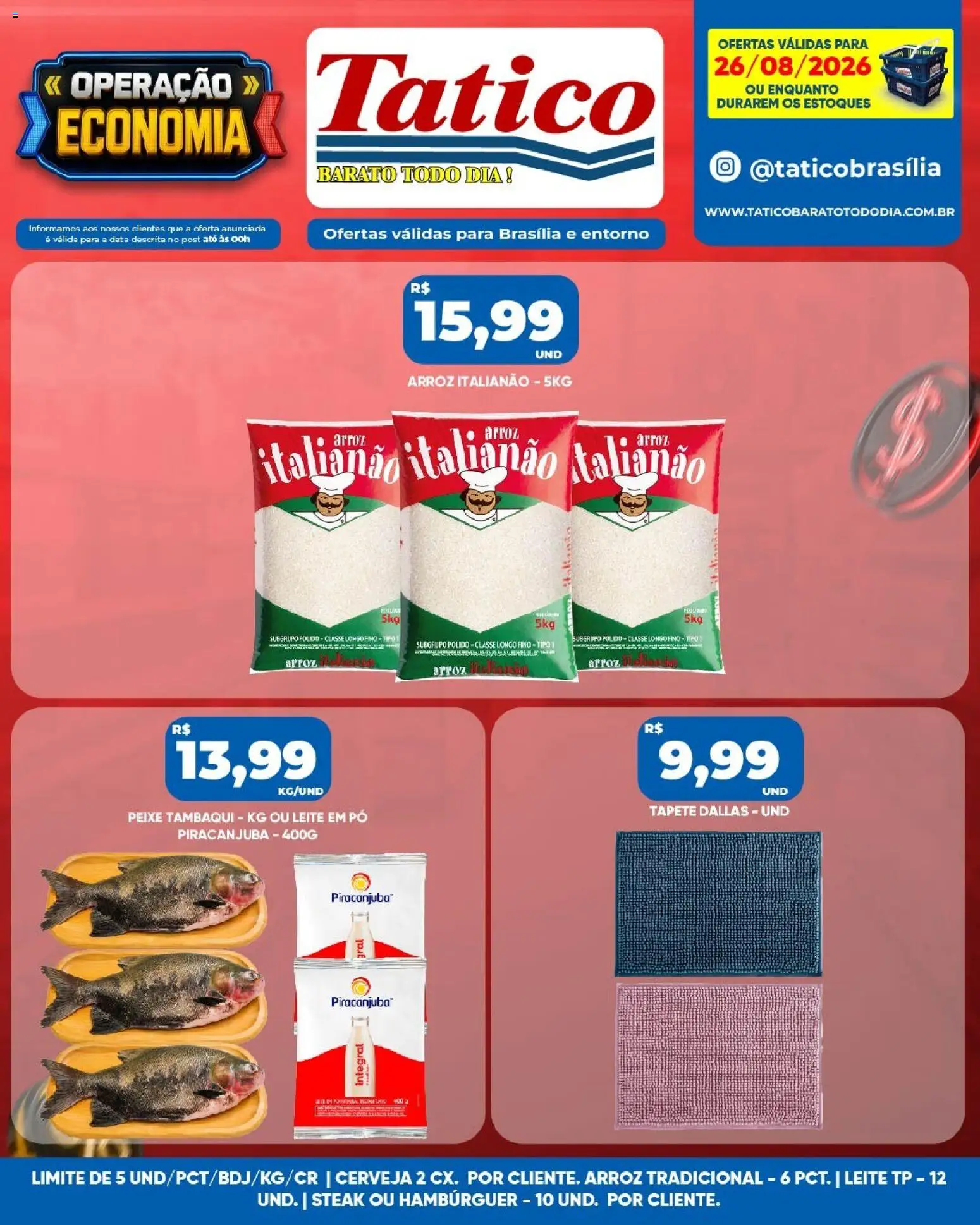 Tatico Folheto - válido de 27/08/2026 | Página: 35 | Produtos: Steak, Leite, Tapete, Hambúrguer