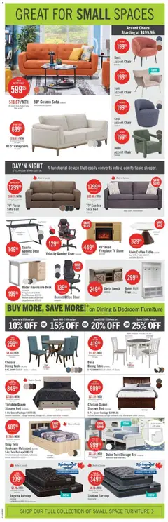 Preview of The Brick weekly flyer / circulaire from shop The Brick valid from Jul 9, 2026 | Page: 10 | Products: Bed, Mattress, Sofa, Coffee table