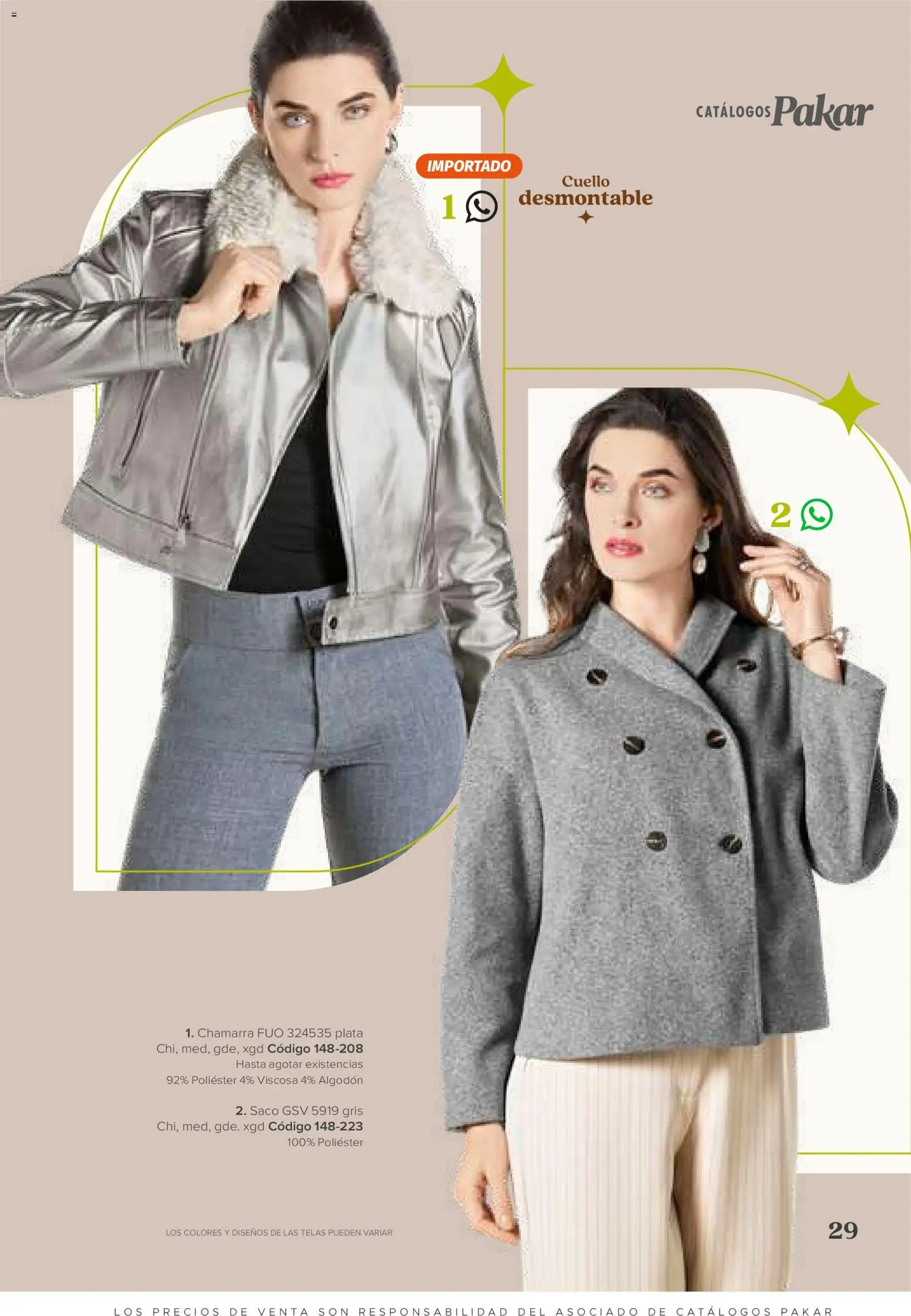 Nuevas ofertas de SC Pakar válidas en toda la República Mexicana desde el 31/07/2026. ¡Encuentra las mejores ofertas en SC Pakar catálogo Ropa! | Página: 29 | Productos: Chamarra, Algodón