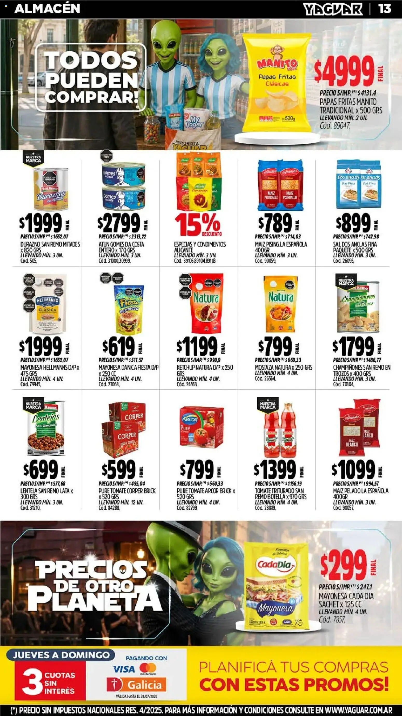 Yaguar - Oferta Semanal Salta │ válido desde el 06/07/2026 | Página: 13 | Productos: Ketchup, Sal, Atún, Papas fritas