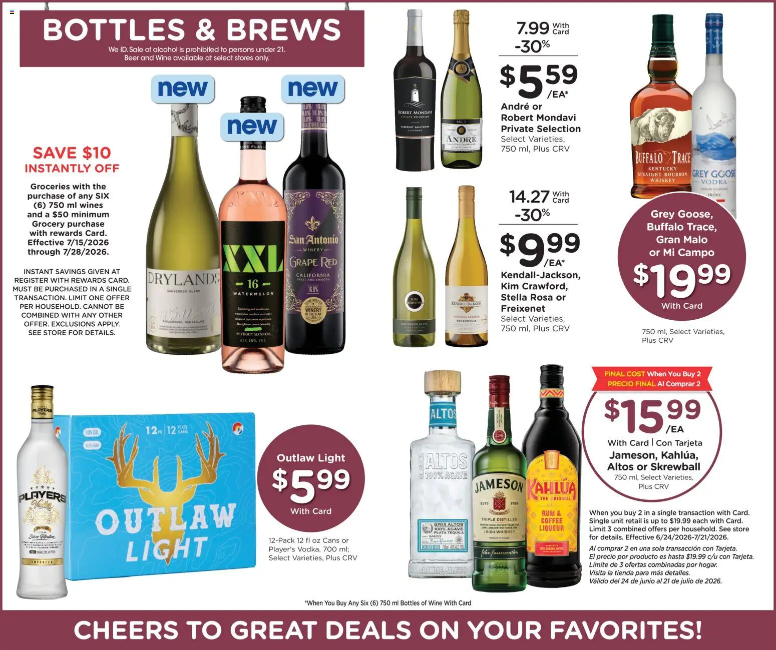 Ralphs Weekly Ad - valid from 07/15/2026 | Page: 14 | Products: Coffee, Wine, Bourbon, Vodka