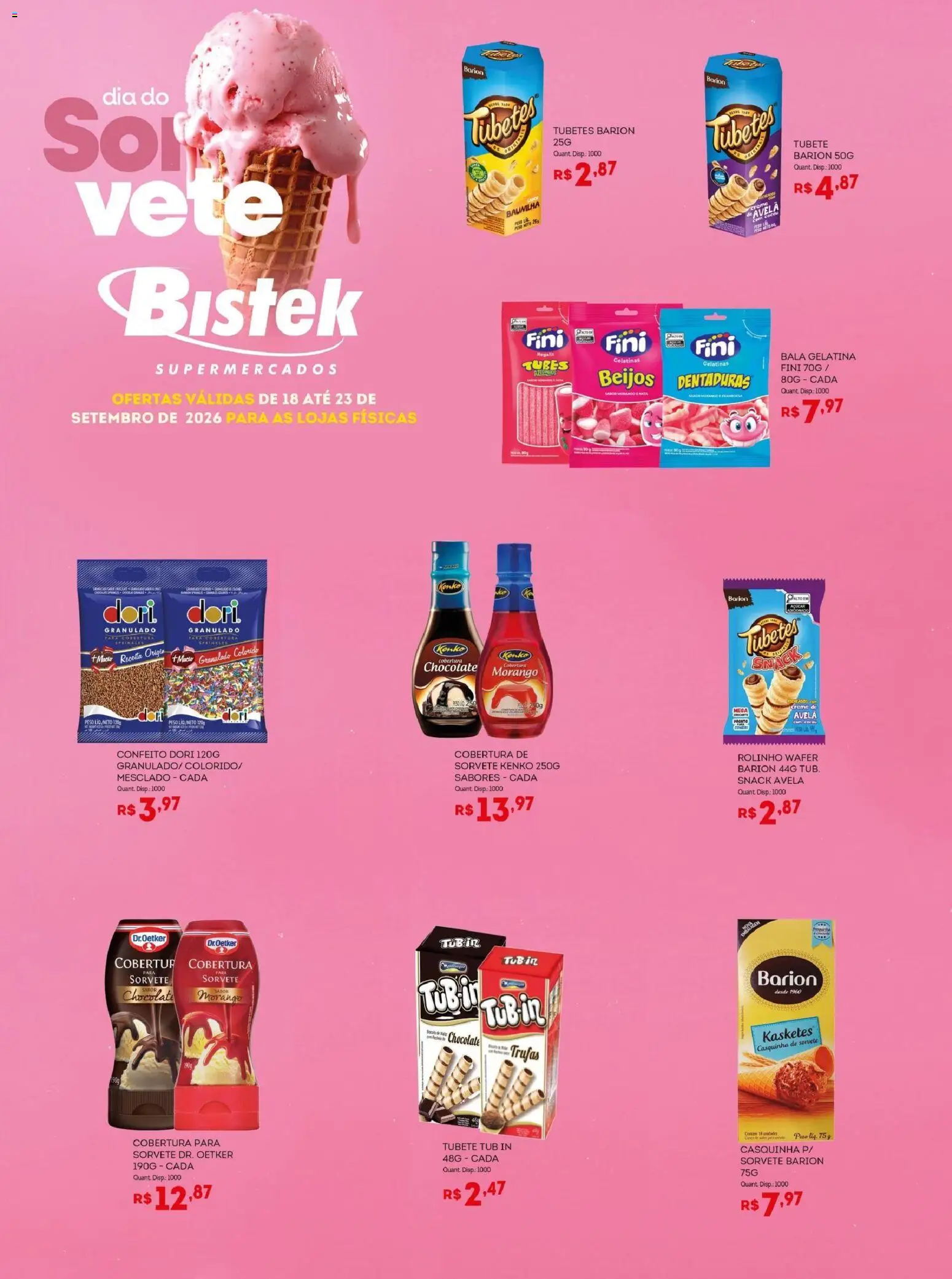 Bistek Supermercados Folheto - válido de 18/09/2026 | Página: 2 | Produtos: Chocolate, Sorvete, Creme de avelã, Bala