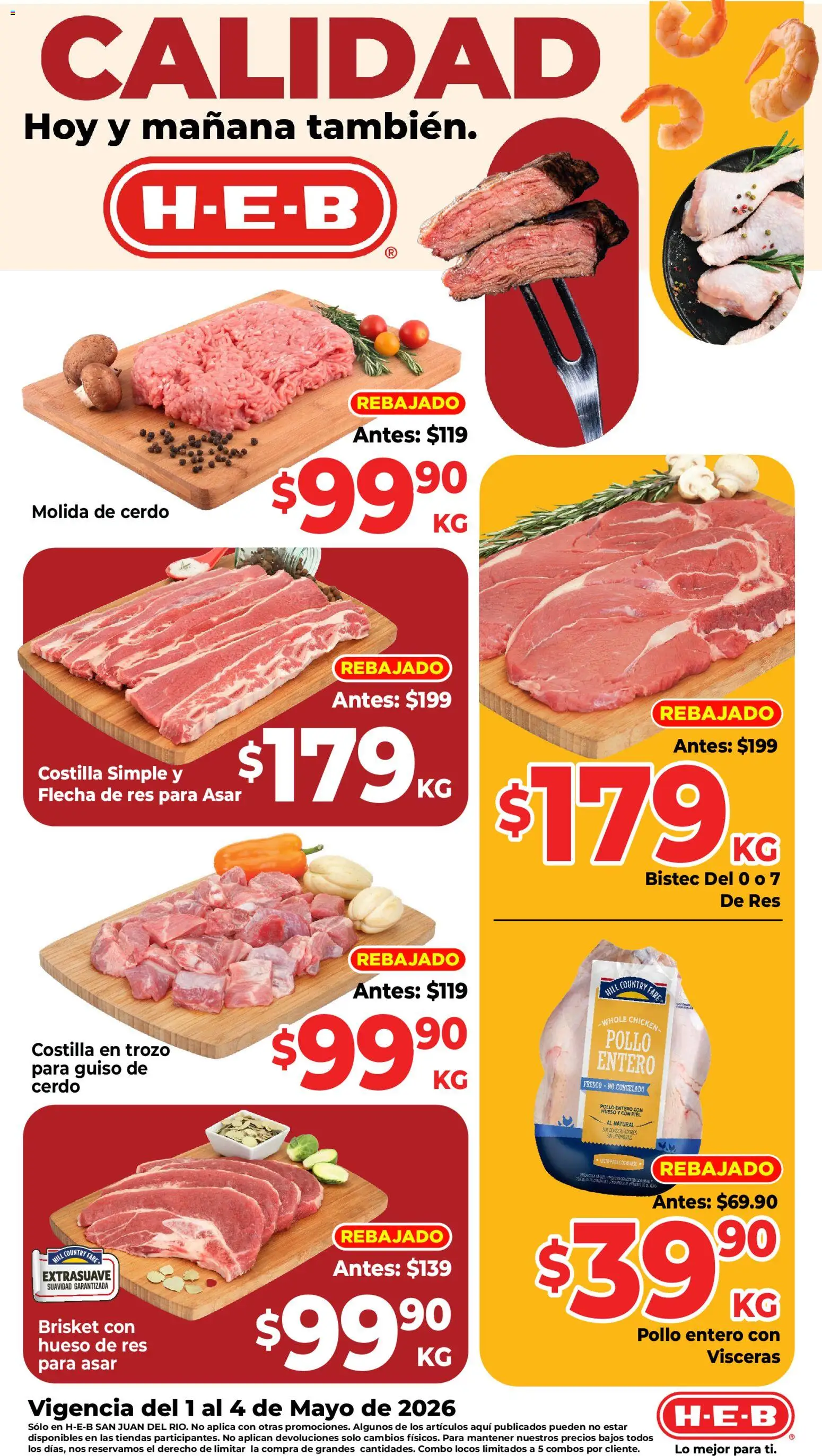 Nuevas ofertas de H-E-B válidas en toda la República Mexicana desde el 01.05.2026. ¡Encuentra las mejores ofertas en H-E-B folleto Calidad! | Página: 1
