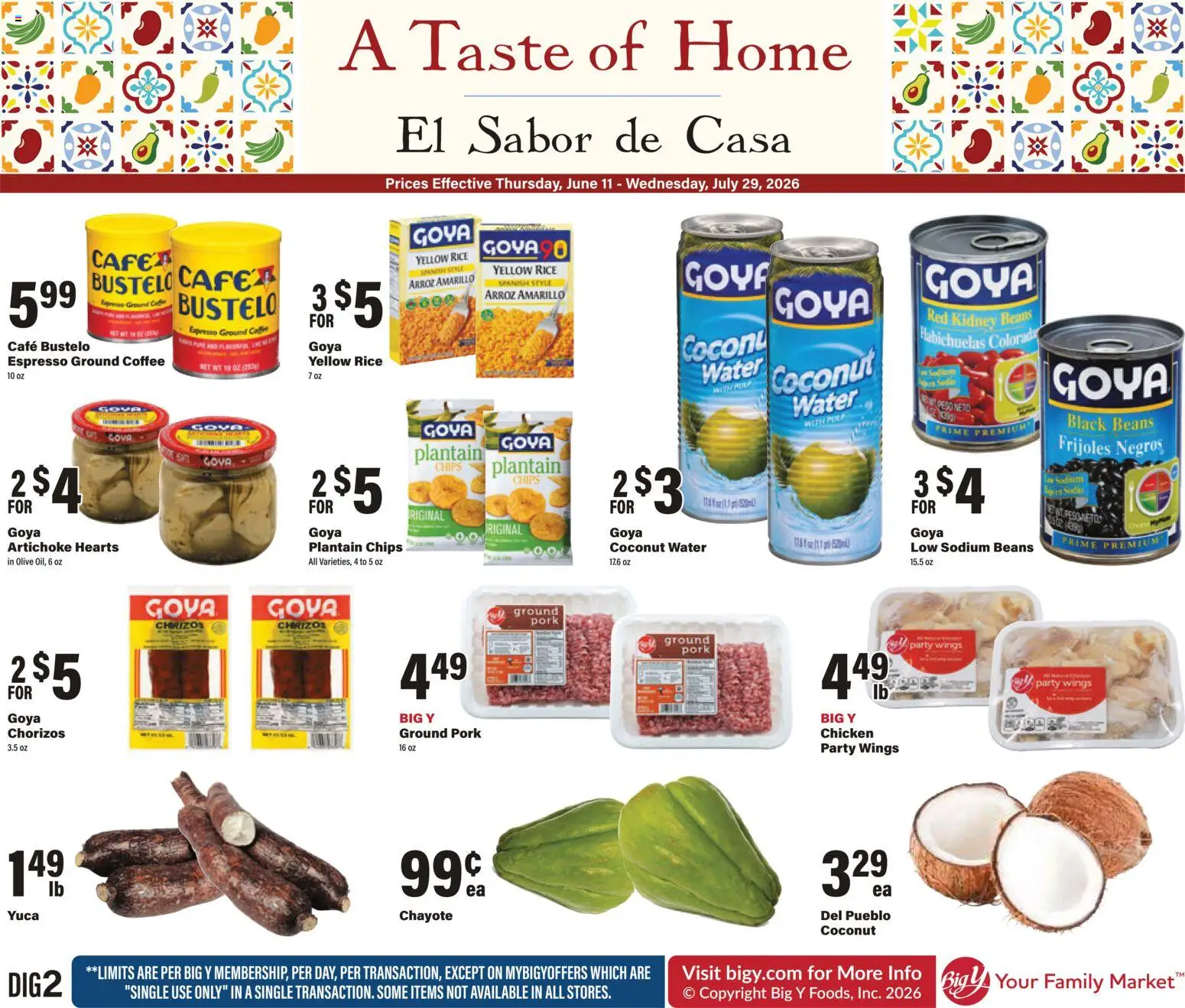 Big Y A Taste of Home - valid from 11.06.2026 | Page: 1 | Products: Pork, Rice, Chips, Water
