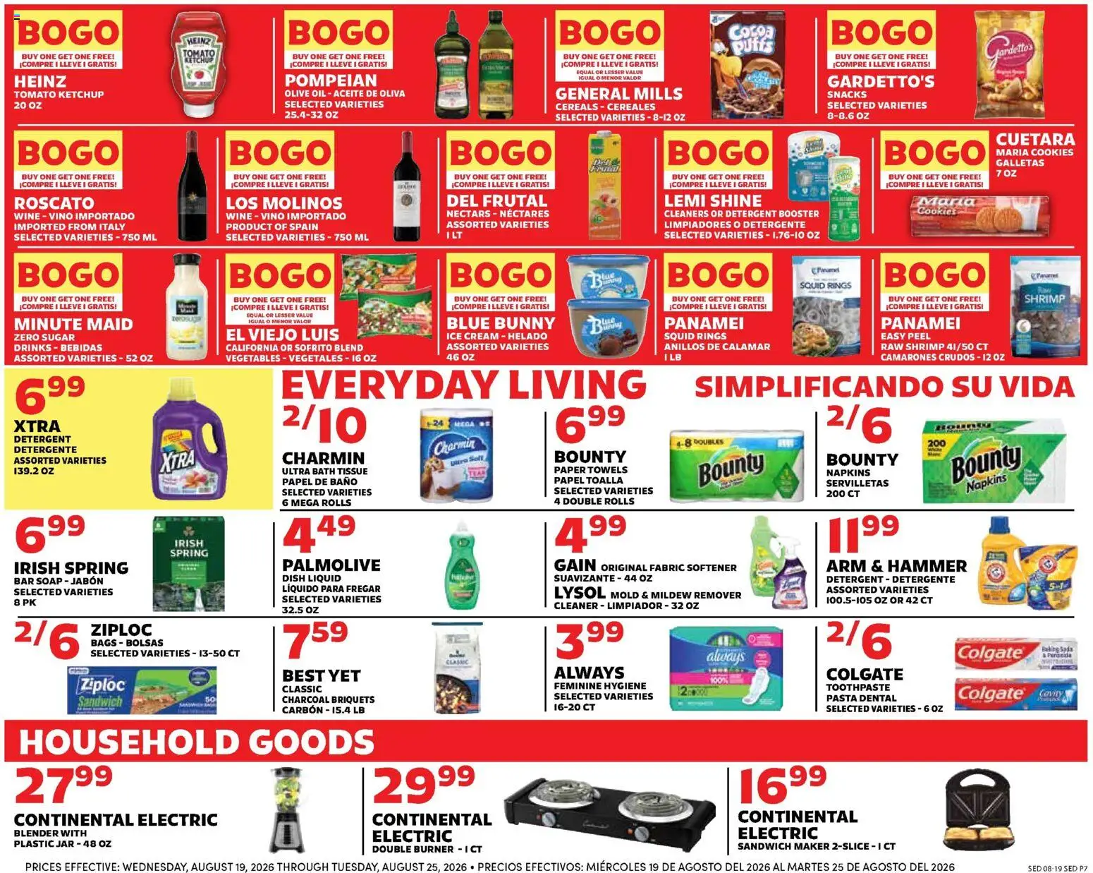 Sedano's Weekly Ad - valid from 08/19/2026 | Page: 7 | Products: Sandwich maker, Olive oil, Toothpaste, Bar Soap