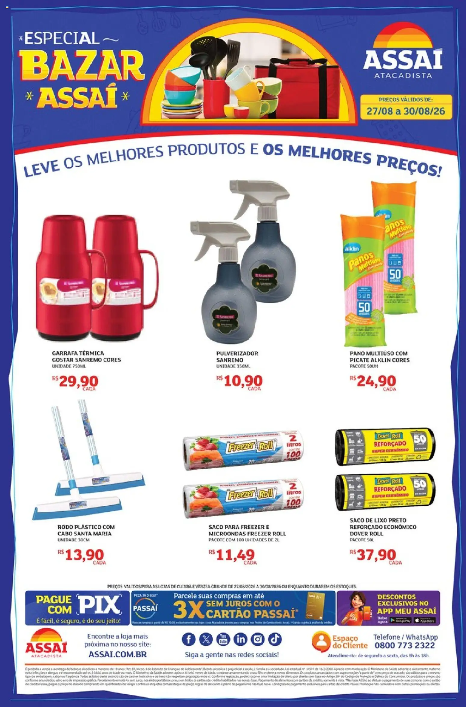 Assaí Atacadista Folheto - válido de 27/08/2026 | Página: 1 | Produtos: Pulverizador, Freezer, Garrafa térmica, Microondas